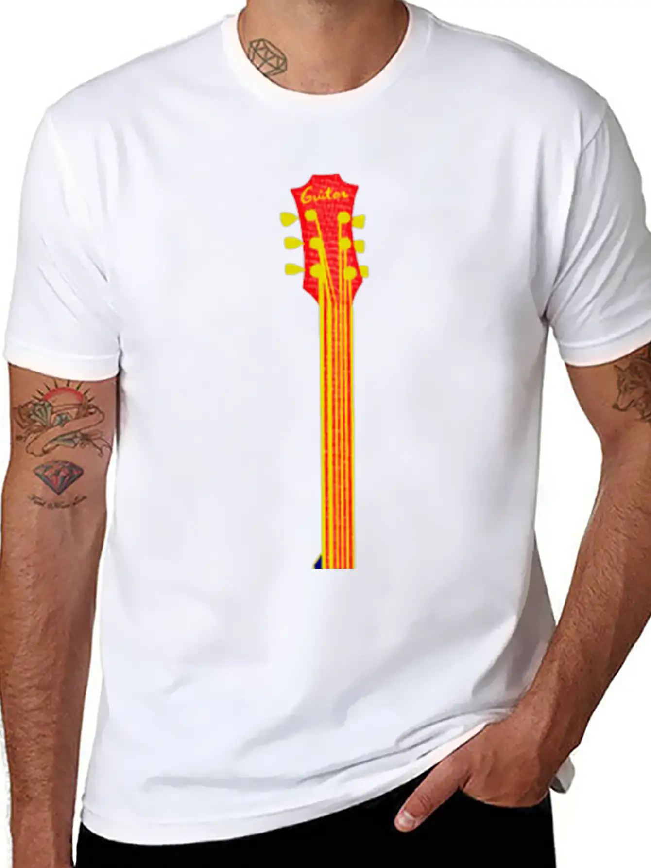 Neon Guitar Guiter Player Timeless Short Sleeve Tee – Comfy And Minimalist Design