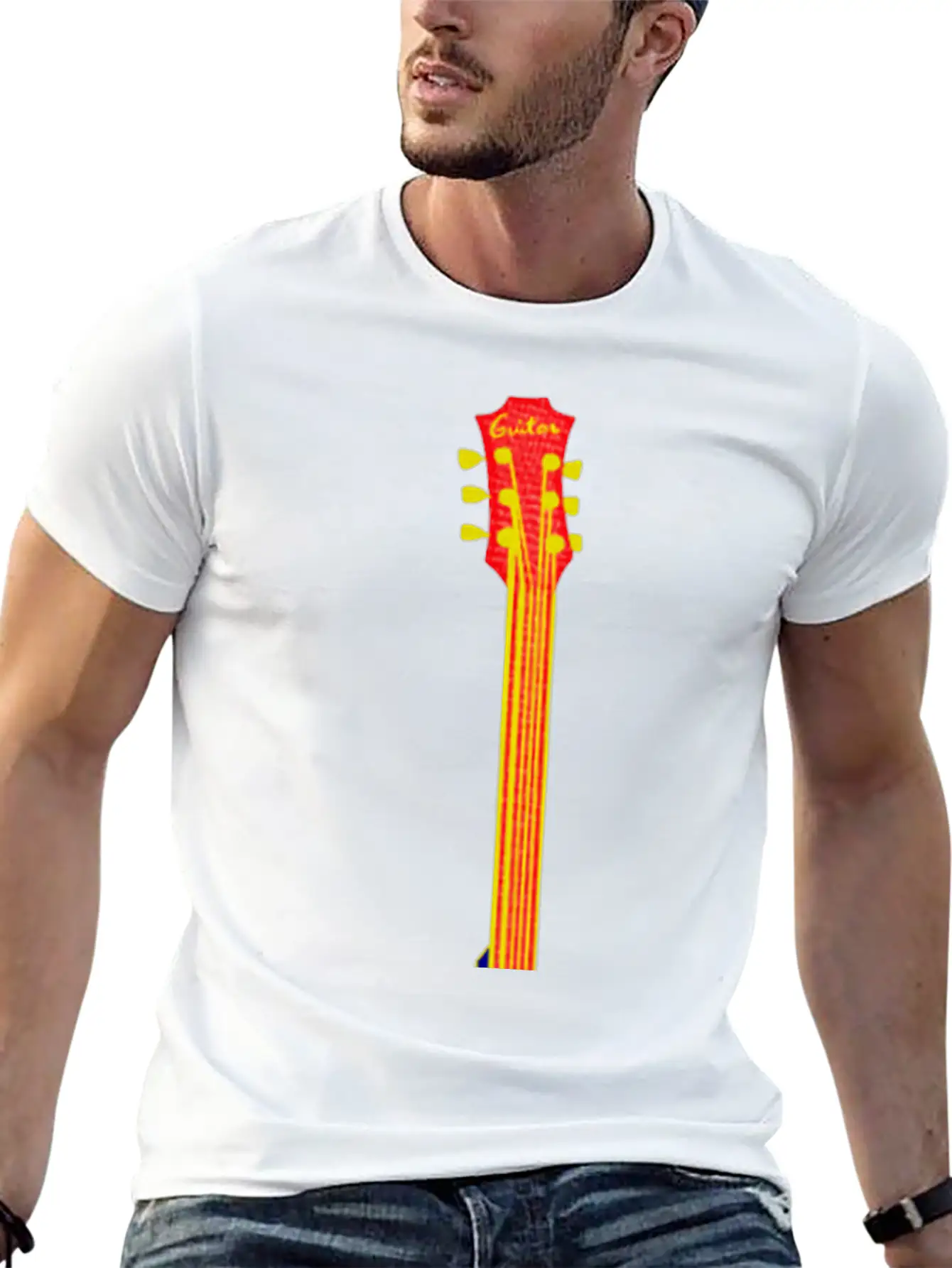 Neon Guitar Guiter Player Timeless Short Sleeve Tee – Comfy And Minimalist Design