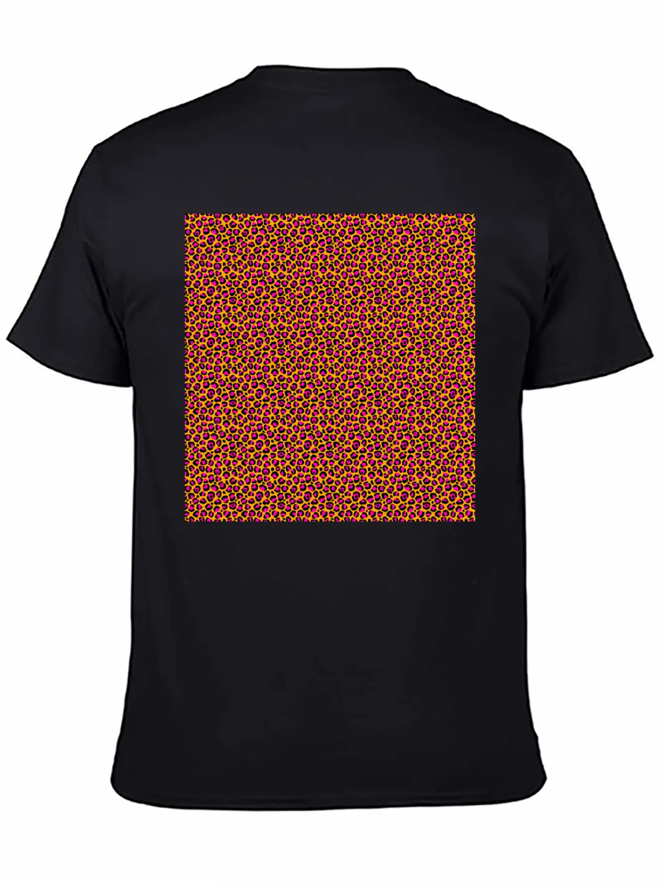 Neon Orange Pink Leopard Pattern Unisex Short Sleeve Soft Cotton T-Shirt – Casual Everyday Wear