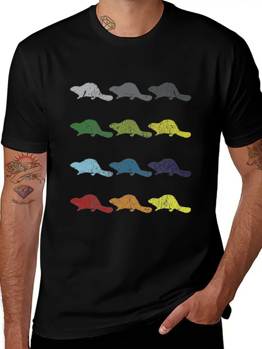 Neon Pop Art Retro Beaver Animal Gift Timeless Short Sleeve Tee – Comfy And Minimalist Design