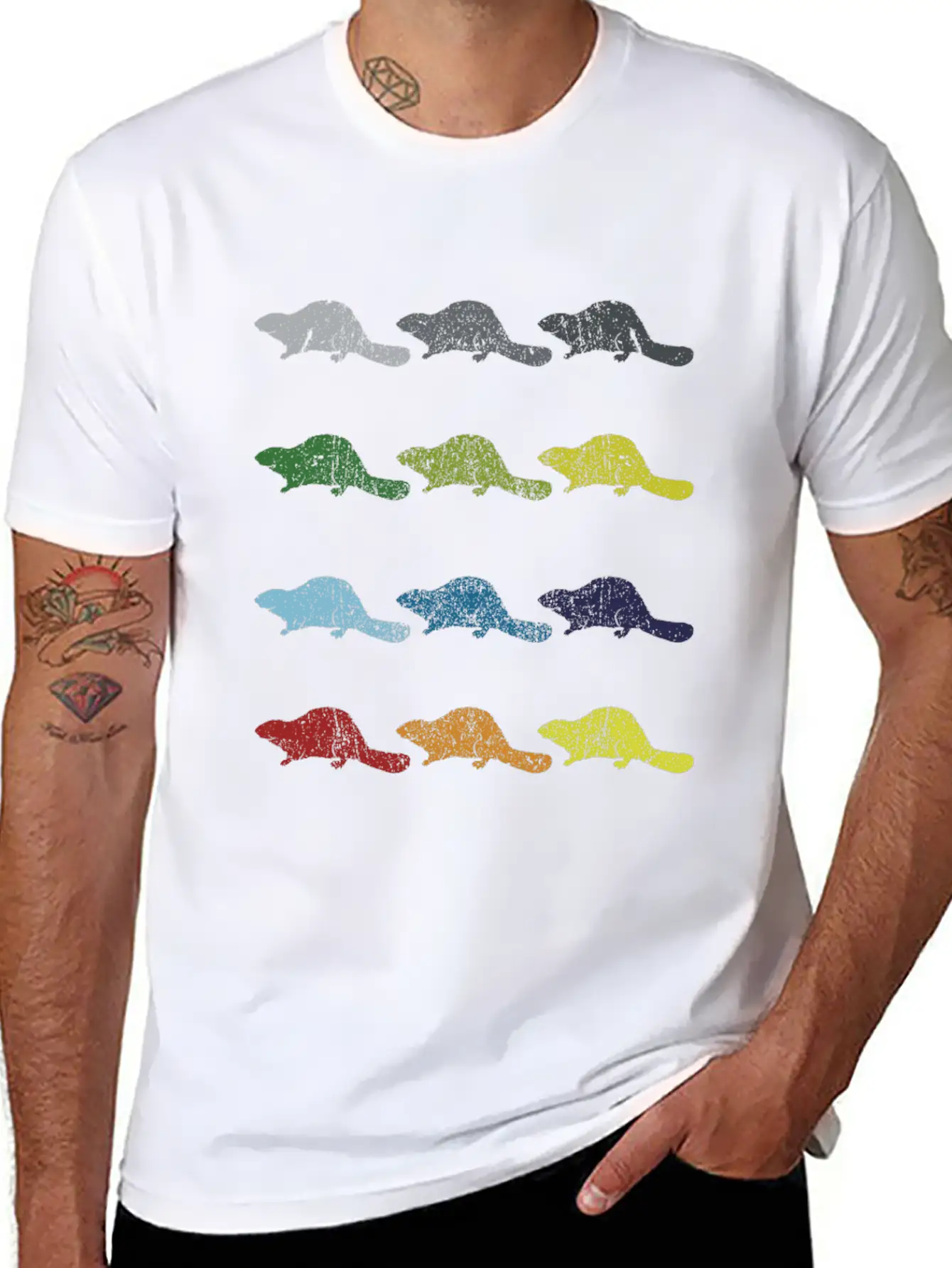 Neon Pop Art Retro Beaver Animal Gift Timeless Short Sleeve Tee – Comfy And Minimalist Design