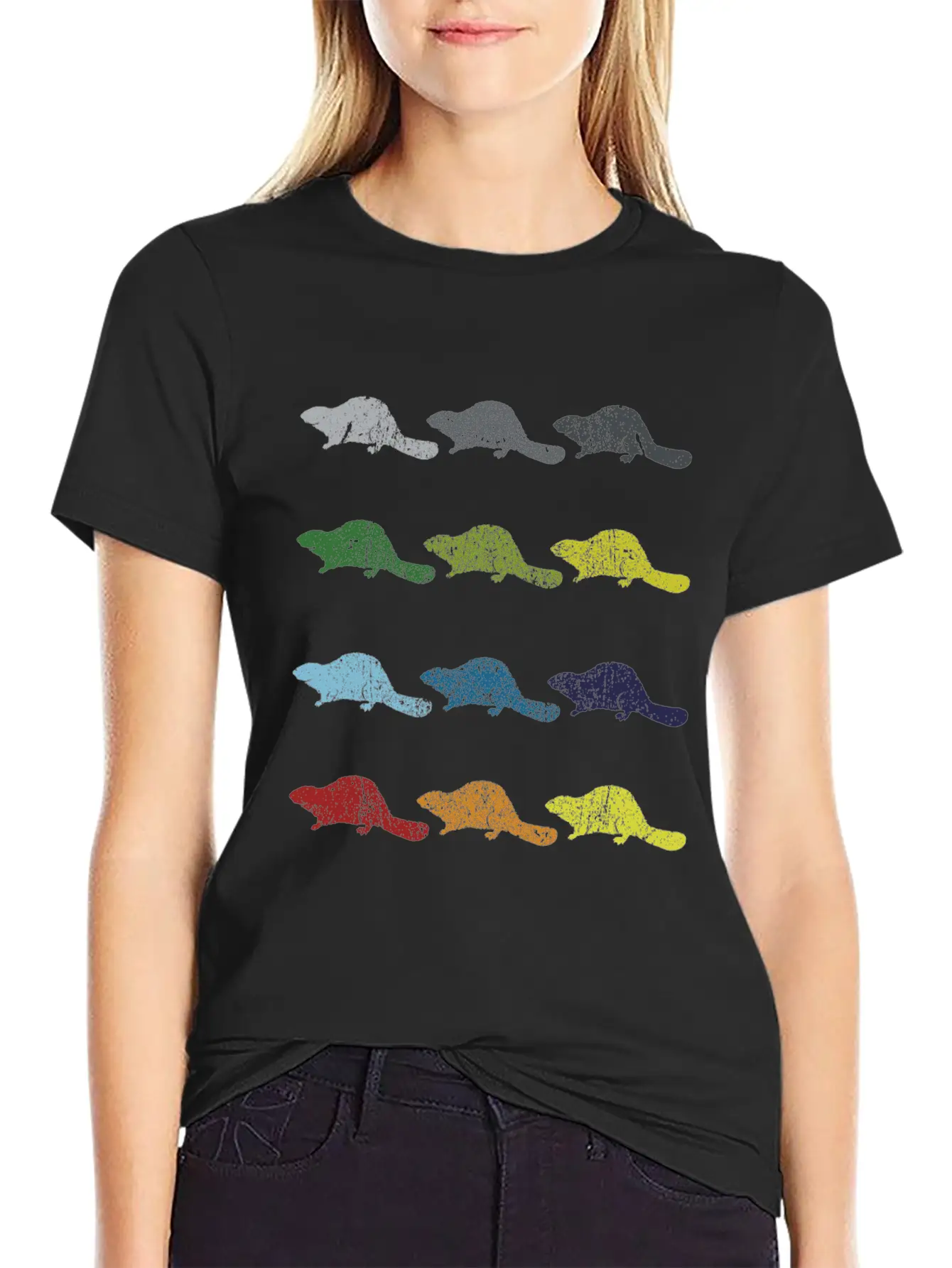 Neon Pop Art Retro Beaver Animal Gift Timeless Short Sleeve Tee – Comfy And Minimalist Design