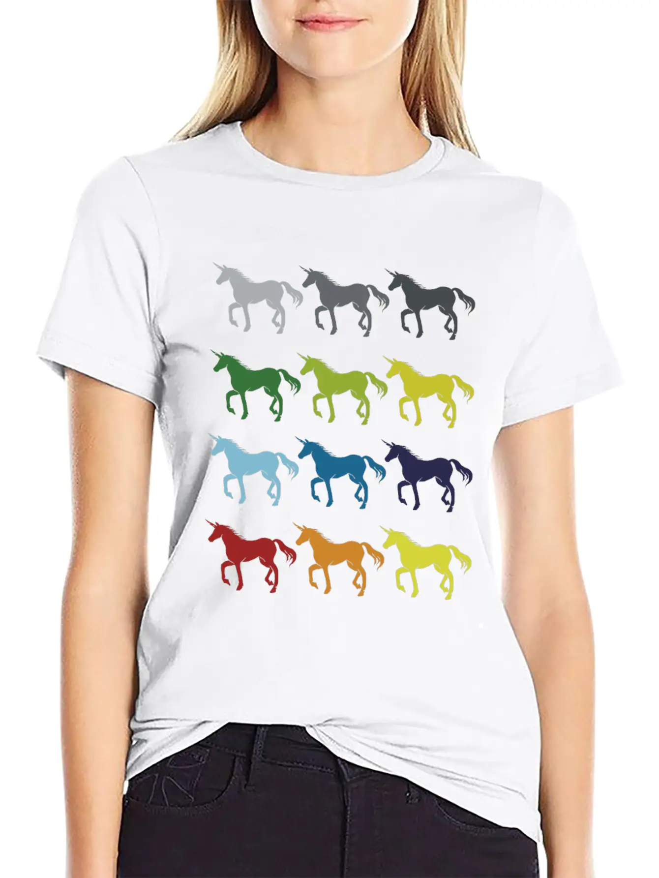 Neon Pop Art Retro Unicorn Gift Idea Stylish Everyday T-Shirt – Unisex Basic Cotton Tee
