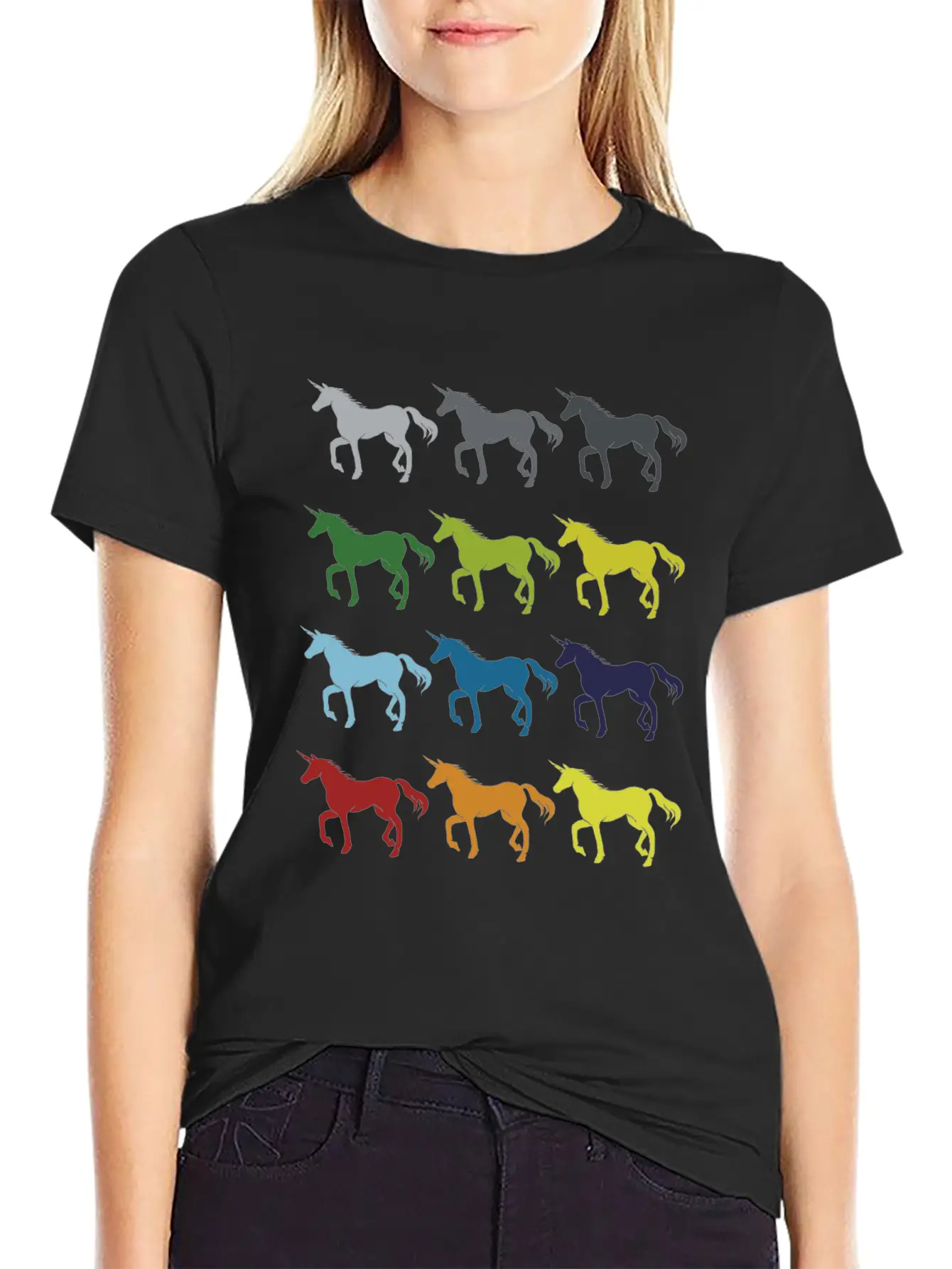Neon Pop Art Retro Unicorn Gift Idea Stylish Everyday T-Shirt – Unisex Basic Cotton Tee