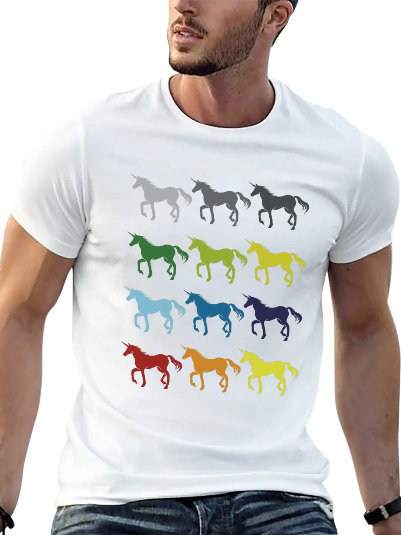 Neon Pop Art Retro Unicorn Gift Idea Stylish Everyday T-Shirt – Unisex Basic Cotton Tee