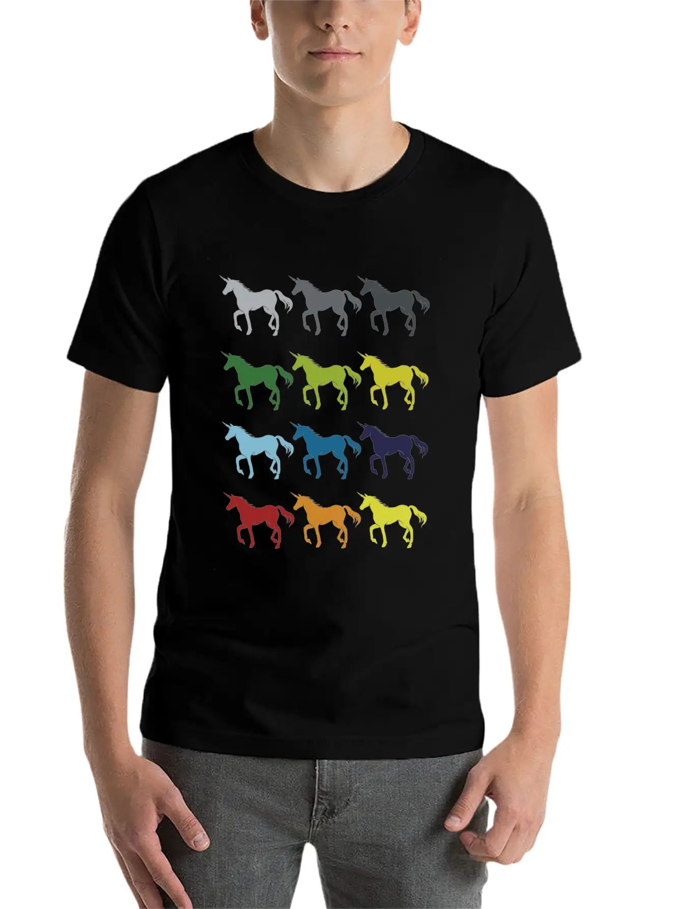 Neon Pop Art Retro Unicorn Gift Idea Stylish Everyday T-Shirt – Unisex Basic Cotton Tee
