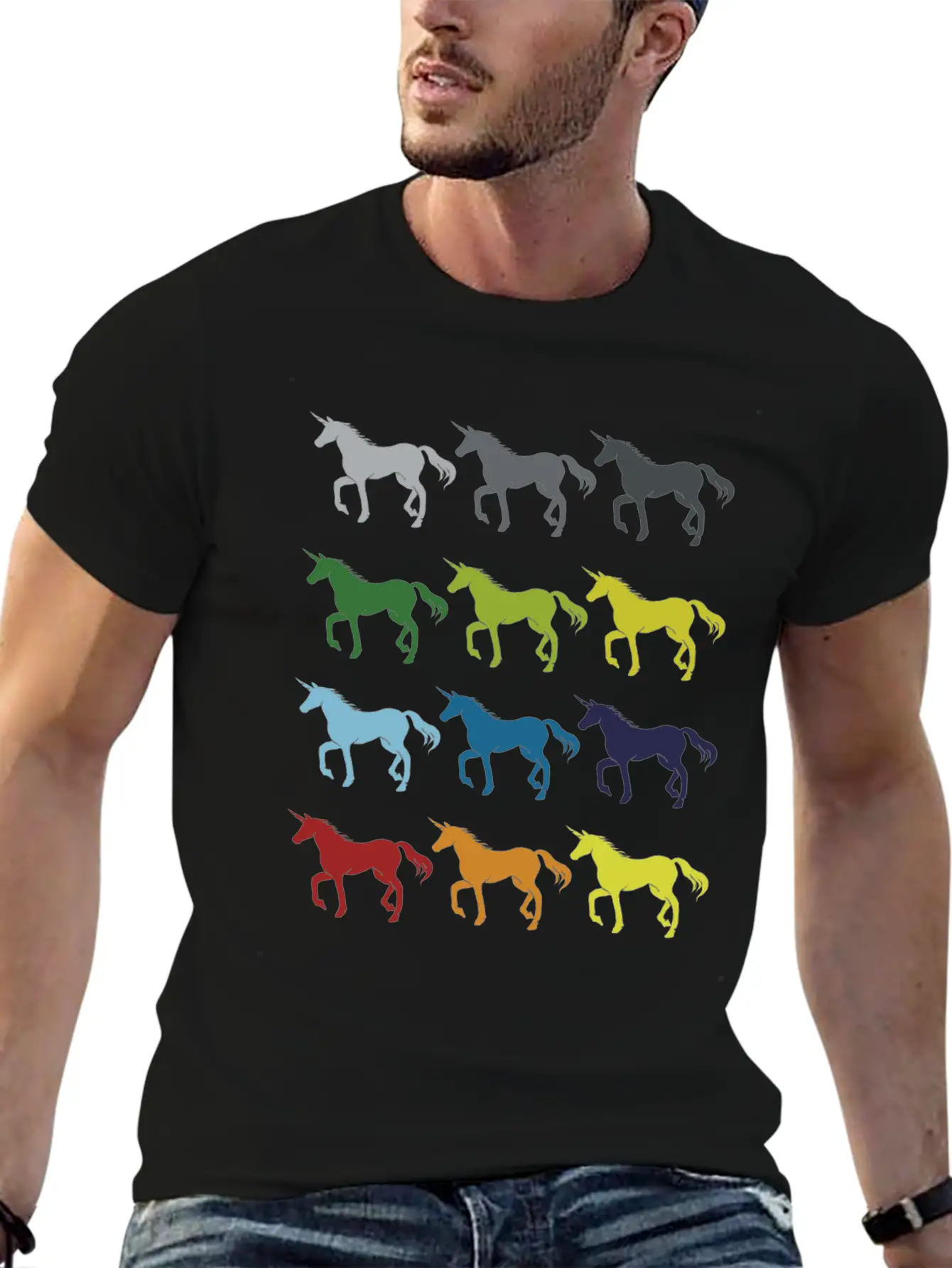 Neon Pop Art Retro Unicorn Gift Idea Stylish Everyday T-Shirt – Unisex Basic Cotton Tee