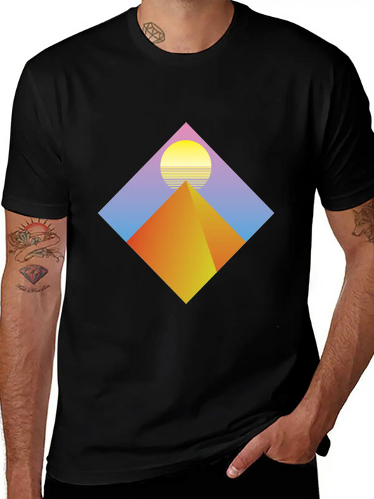 Neon Pyramid - Aesthetic - Vintage Vaporwave Gift Unisex Short Sleeve Soft Cotton T-Shirt – Casual Everyday Wear