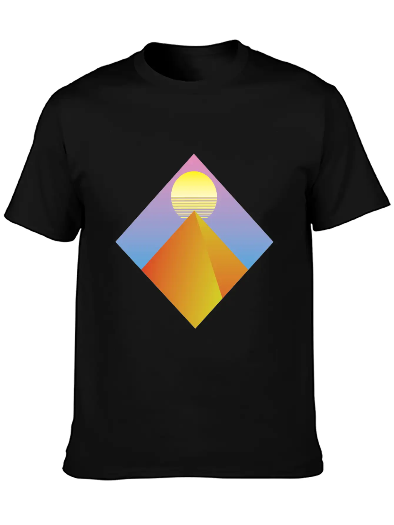 Neon Pyramid - Aesthetic - Vintage Vaporwave Gift Unisex Short Sleeve Soft Cotton T-Shirt – Casual Everyday Wear