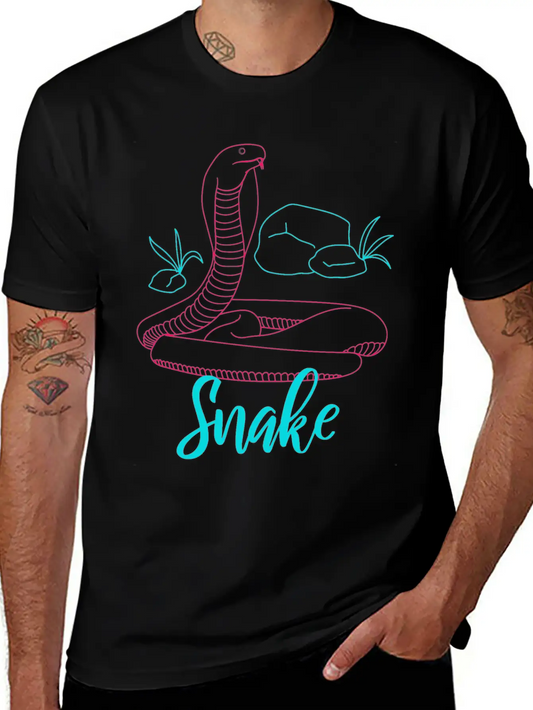 Neon Snake Retro Gift Unisex Short Sleeve Soft Cotton T-Shirt – Casual Everyday Wear