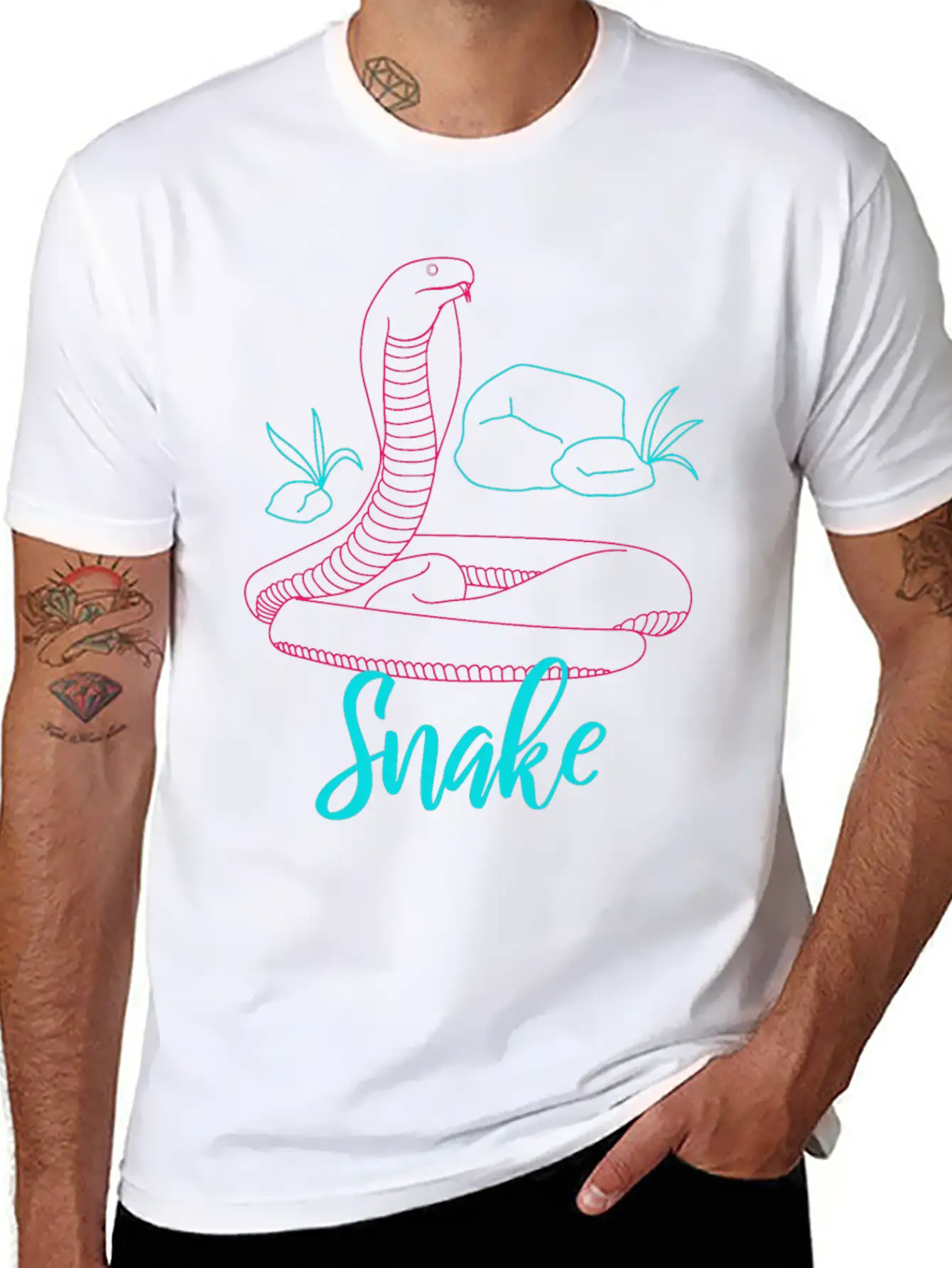 Neon Snake Retro Gift Unisex Short Sleeve Soft Cotton T-Shirt – Casual Everyday Wear