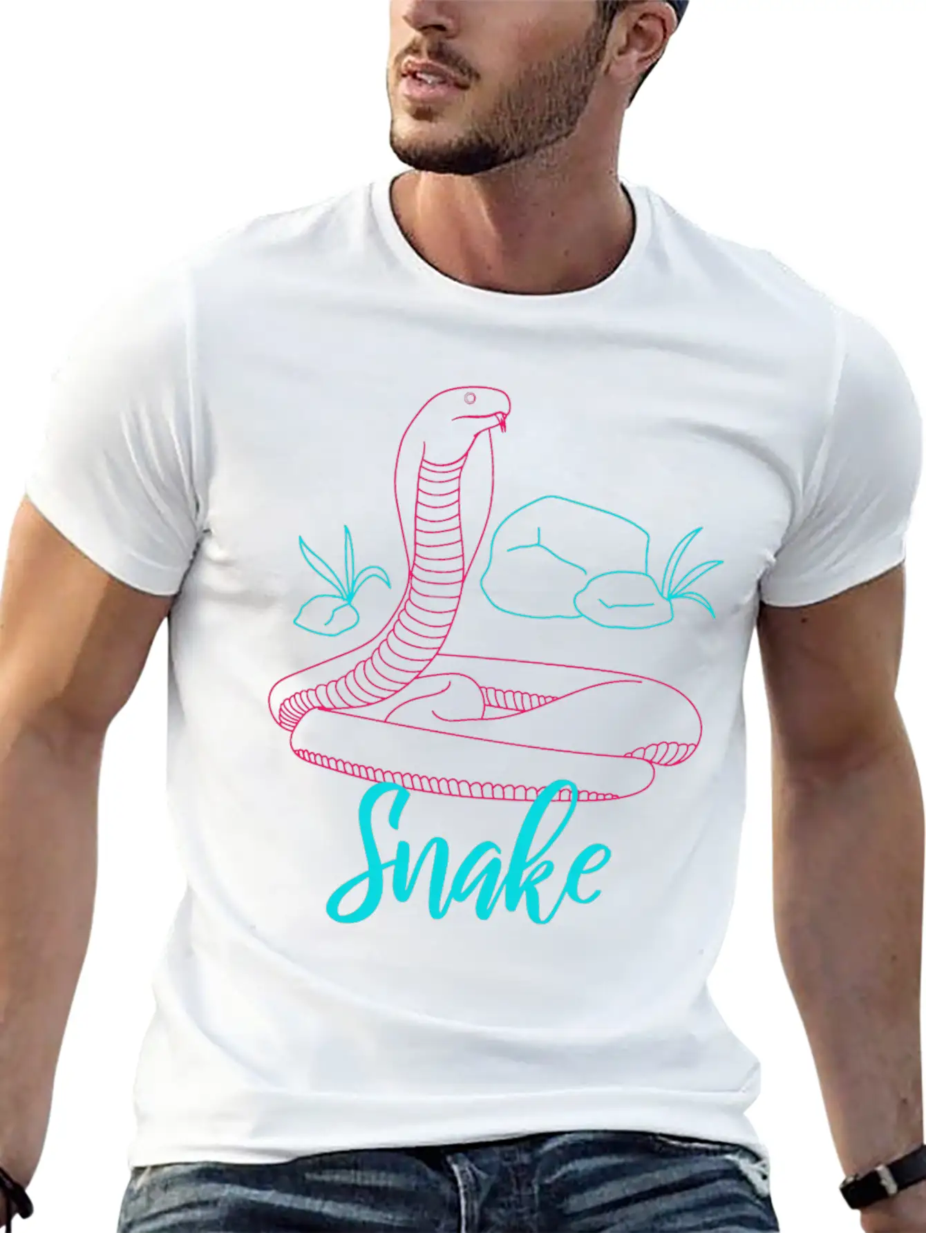 Neon Snake Retro Gift Unisex Short Sleeve Soft Cotton T-Shirt – Casual Everyday Wear
