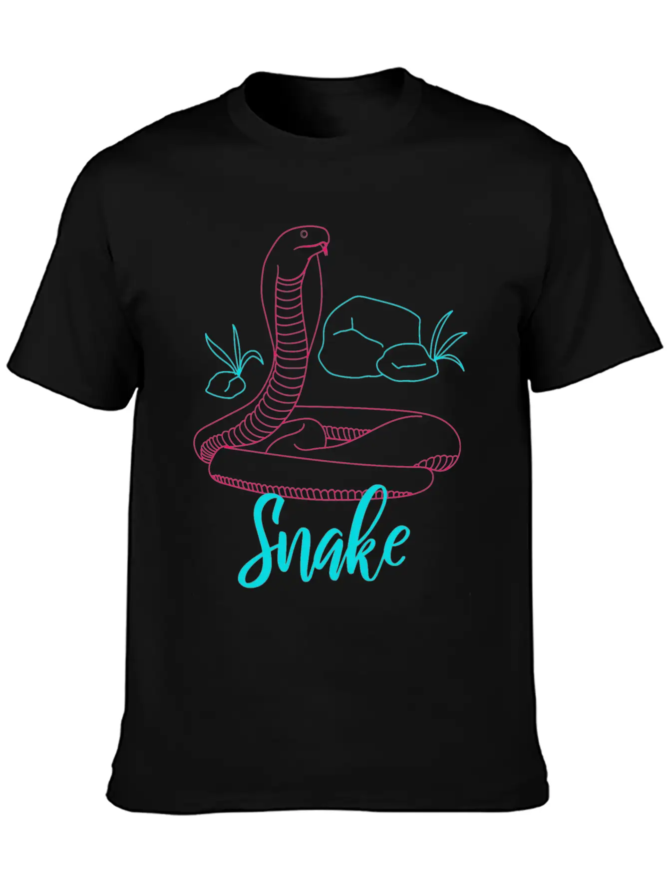 Neon Snake Retro Gift Unisex Short Sleeve Soft Cotton T-Shirt – Casual Everyday Wear