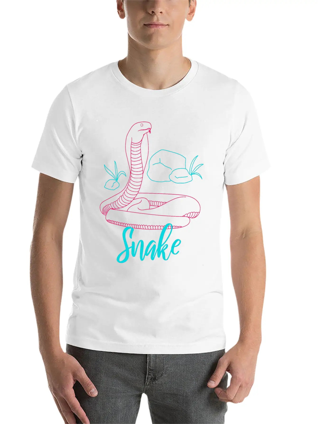 Neon Snake Retro Gift Unisex Short Sleeve Soft Cotton T-Shirt – Casual Everyday Wear