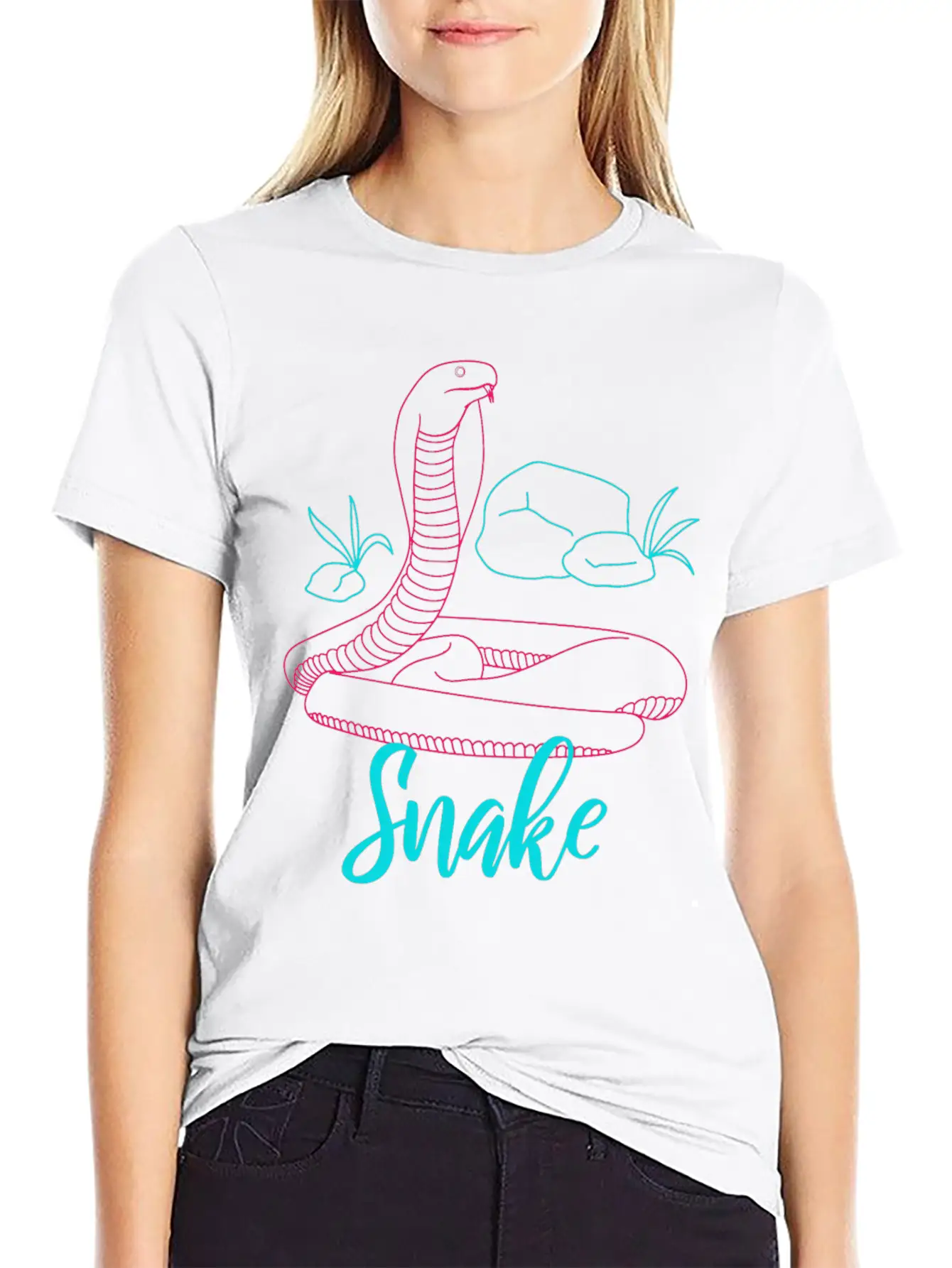 Neon Snake Retro Gift Unisex Short Sleeve Soft Cotton T-Shirt – Casual Everyday Wear