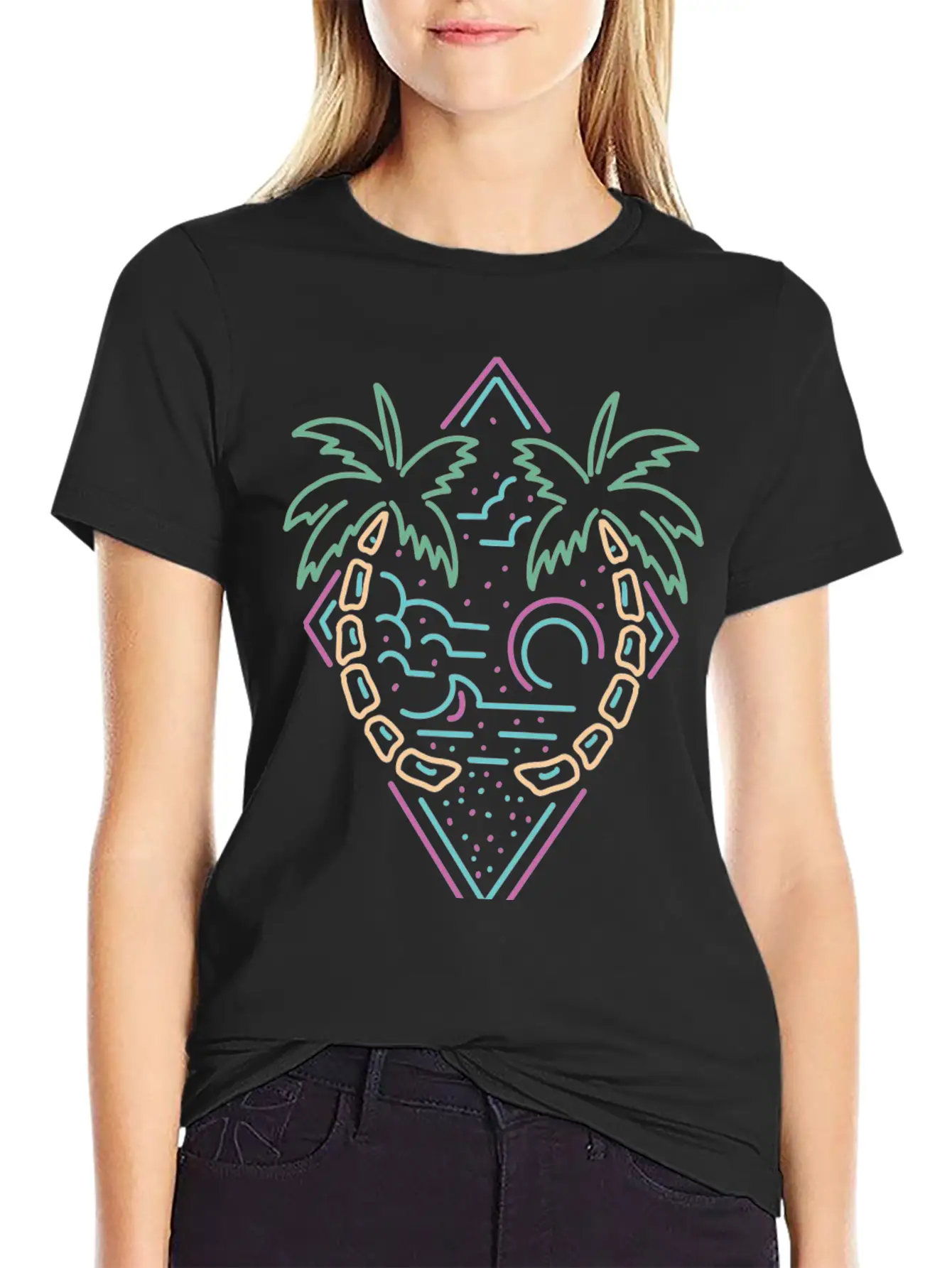 Neon Summer Monoline Stylish Everyday T-Shirt – Unisex Basic Cotton Tee
