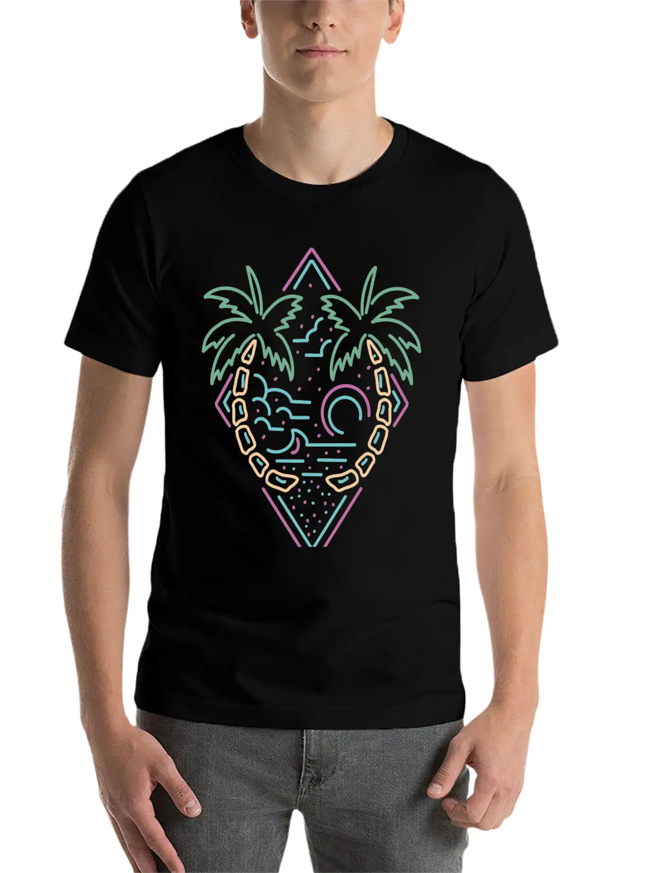Neon Summer Monoline Stylish Everyday T-Shirt – Unisex Basic Cotton Tee