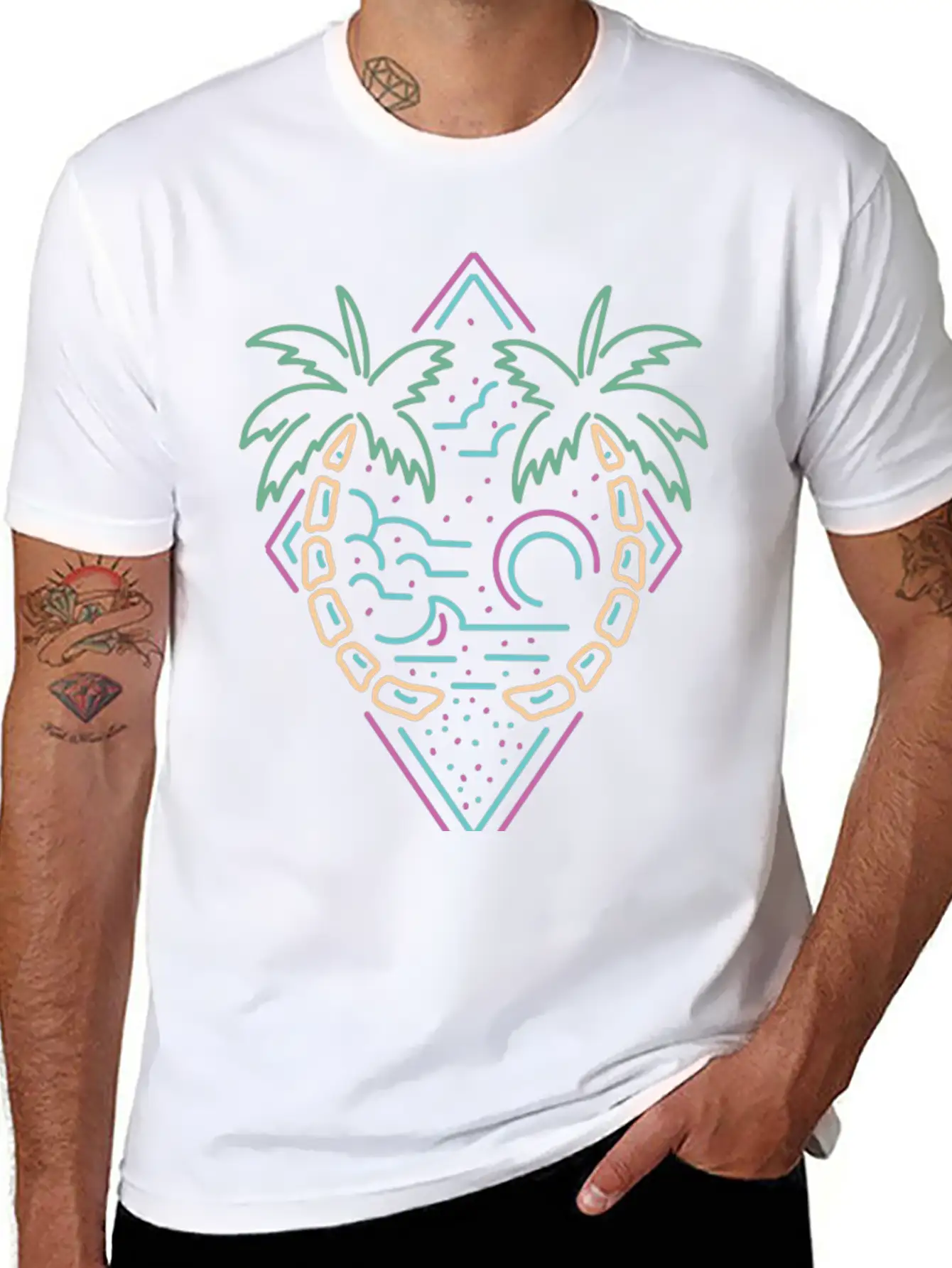 Neon Summer Monoline Stylish Everyday T-Shirt – Unisex Basic Cotton Tee