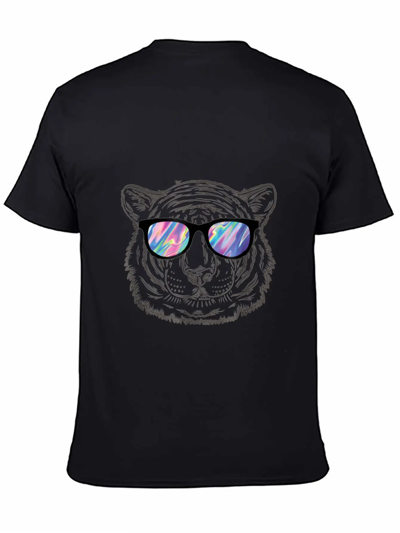 Neon Tiger Animal Party Sunglasses Rave 80s Shirt Unisex Short Sleeve Soft Cotton T-Shirt – Casual Everyday Wear
