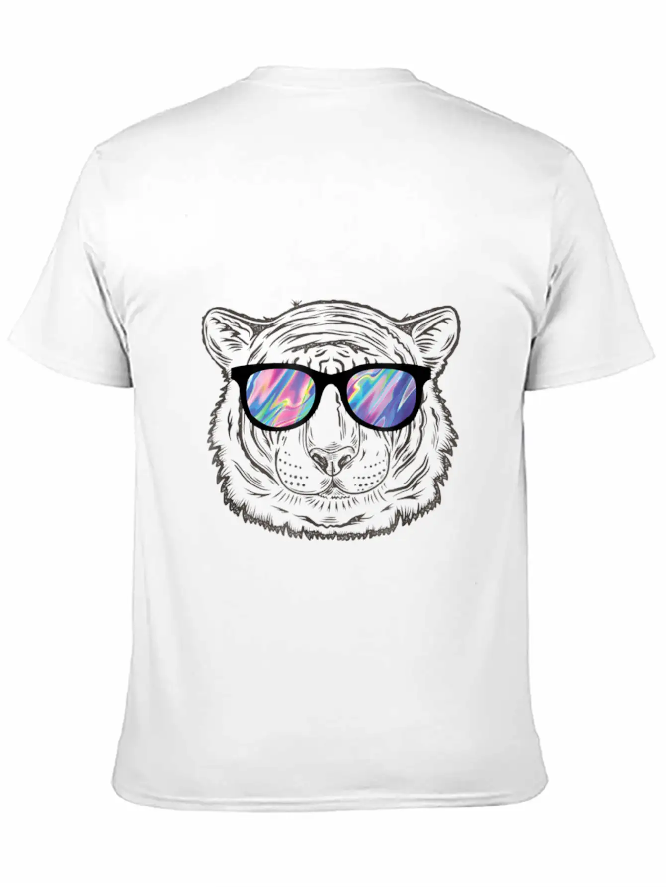 Neon Tiger Animal Party Sunglasses Rave 80s Shirt Unisex Short Sleeve Soft Cotton T-Shirt – Casual Everyday Wear
