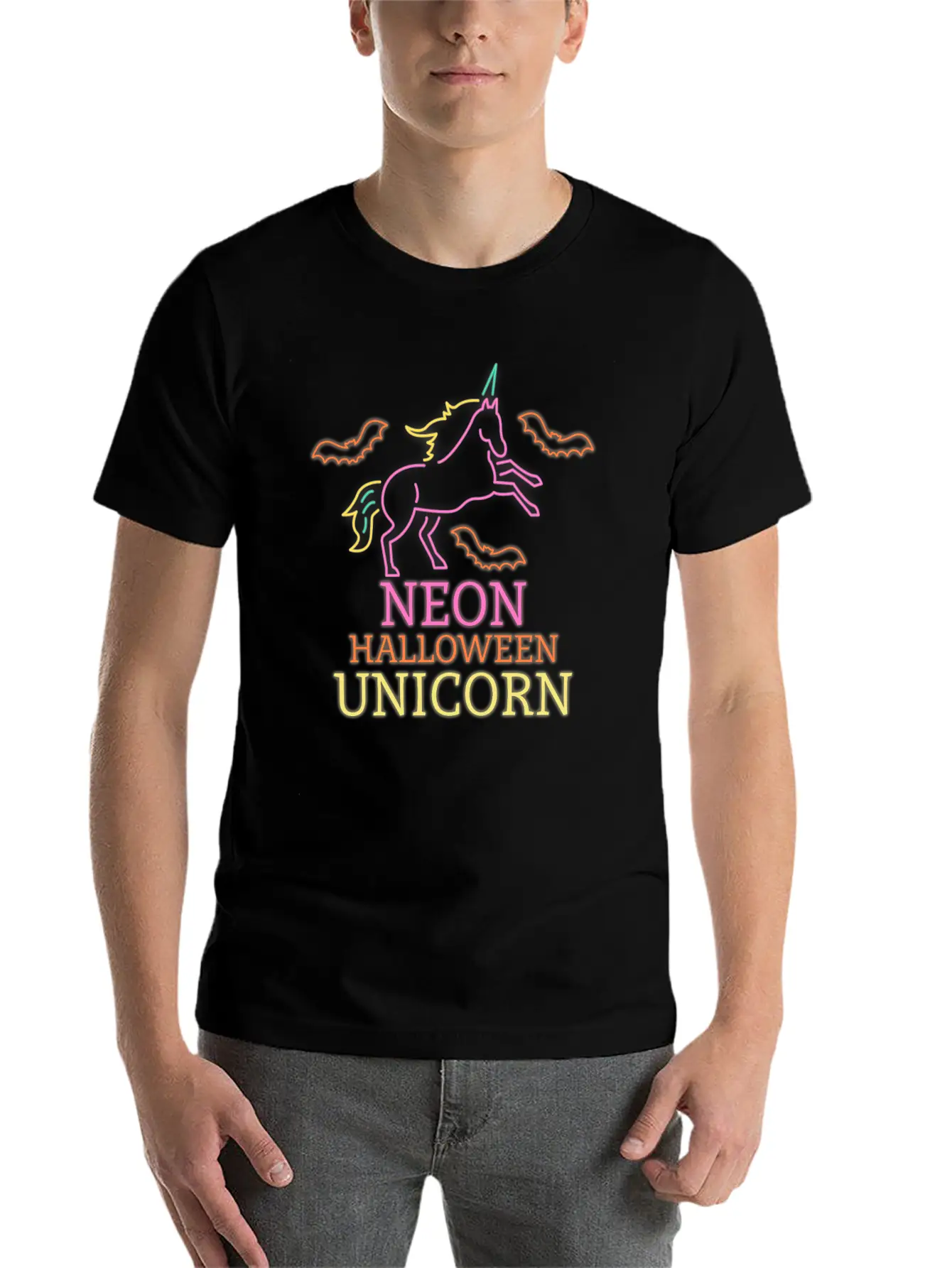 Neon Unicorn Stylish Everyday T-Shirt – Unisex Basic Cotton Tee