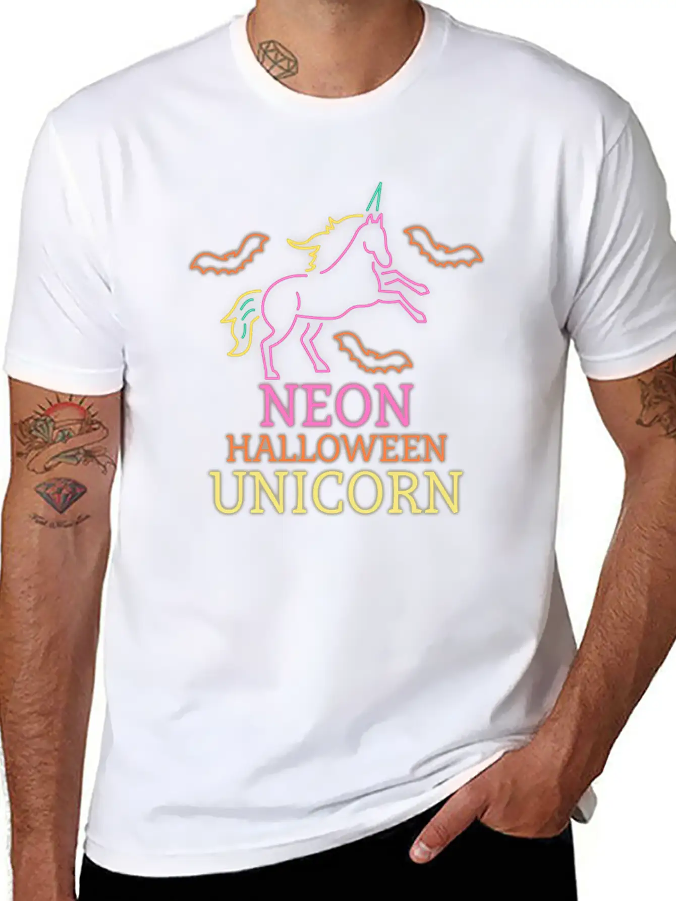 Neon Unicorn Stylish Everyday T-Shirt – Unisex Basic Cotton Tee