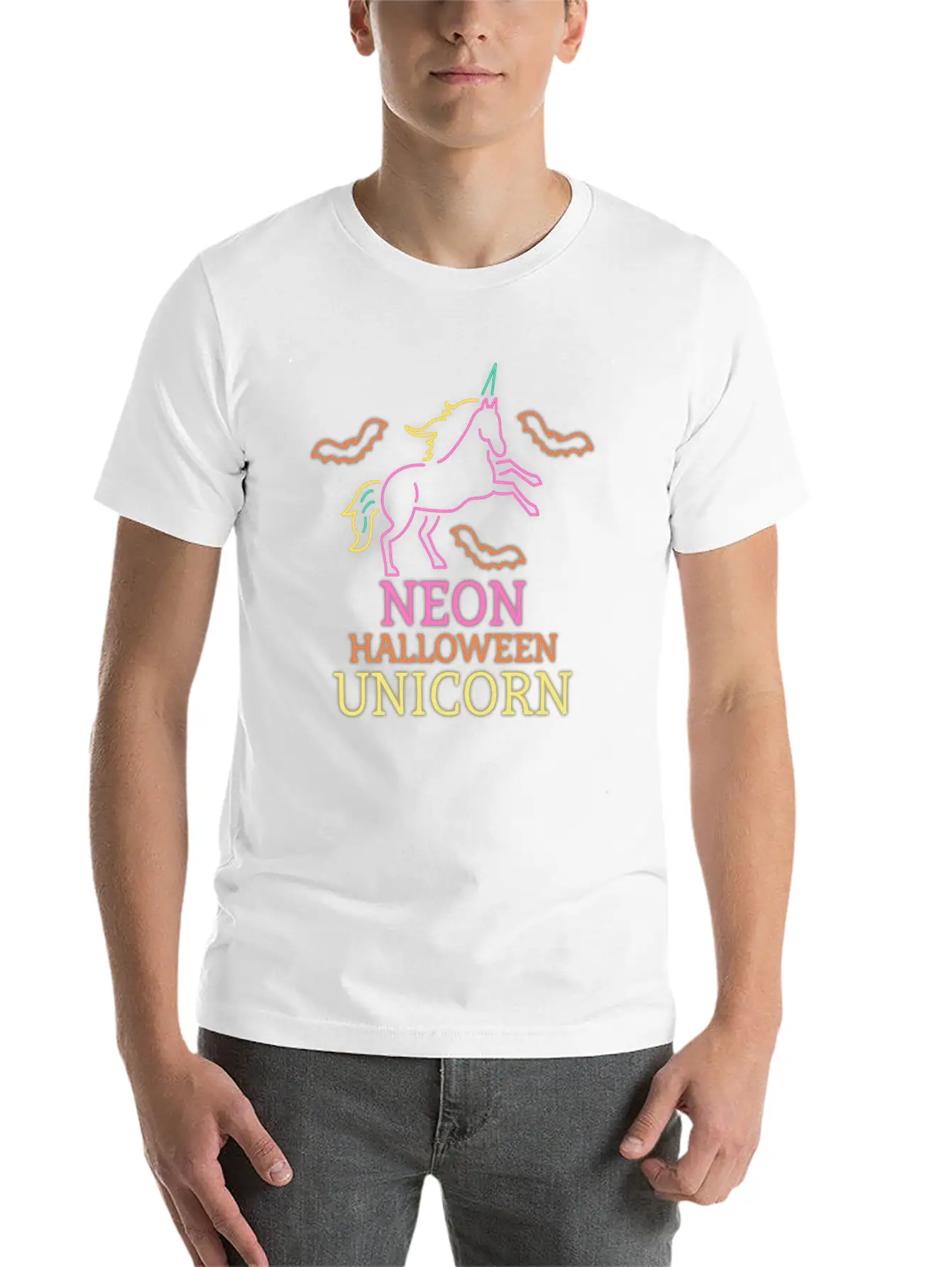 Neon Unicorn Stylish Everyday T-Shirt – Unisex Basic Cotton Tee