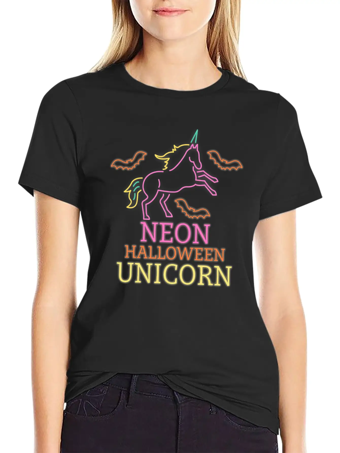 Neon Unicorn Stylish Everyday T-Shirt – Unisex Basic Cotton Tee
