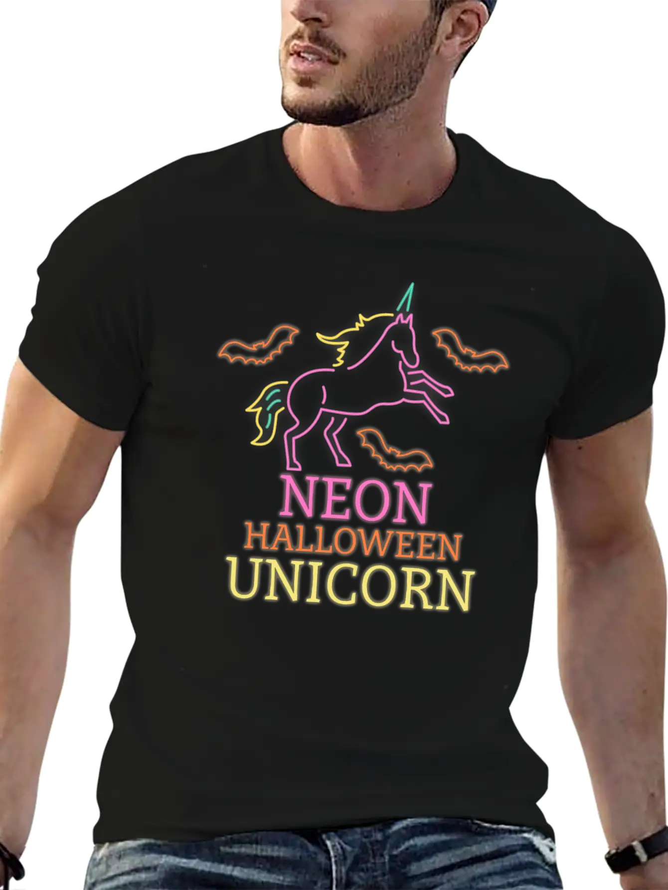 Neon Unicorn Stylish Everyday T-Shirt – Unisex Basic Cotton Tee