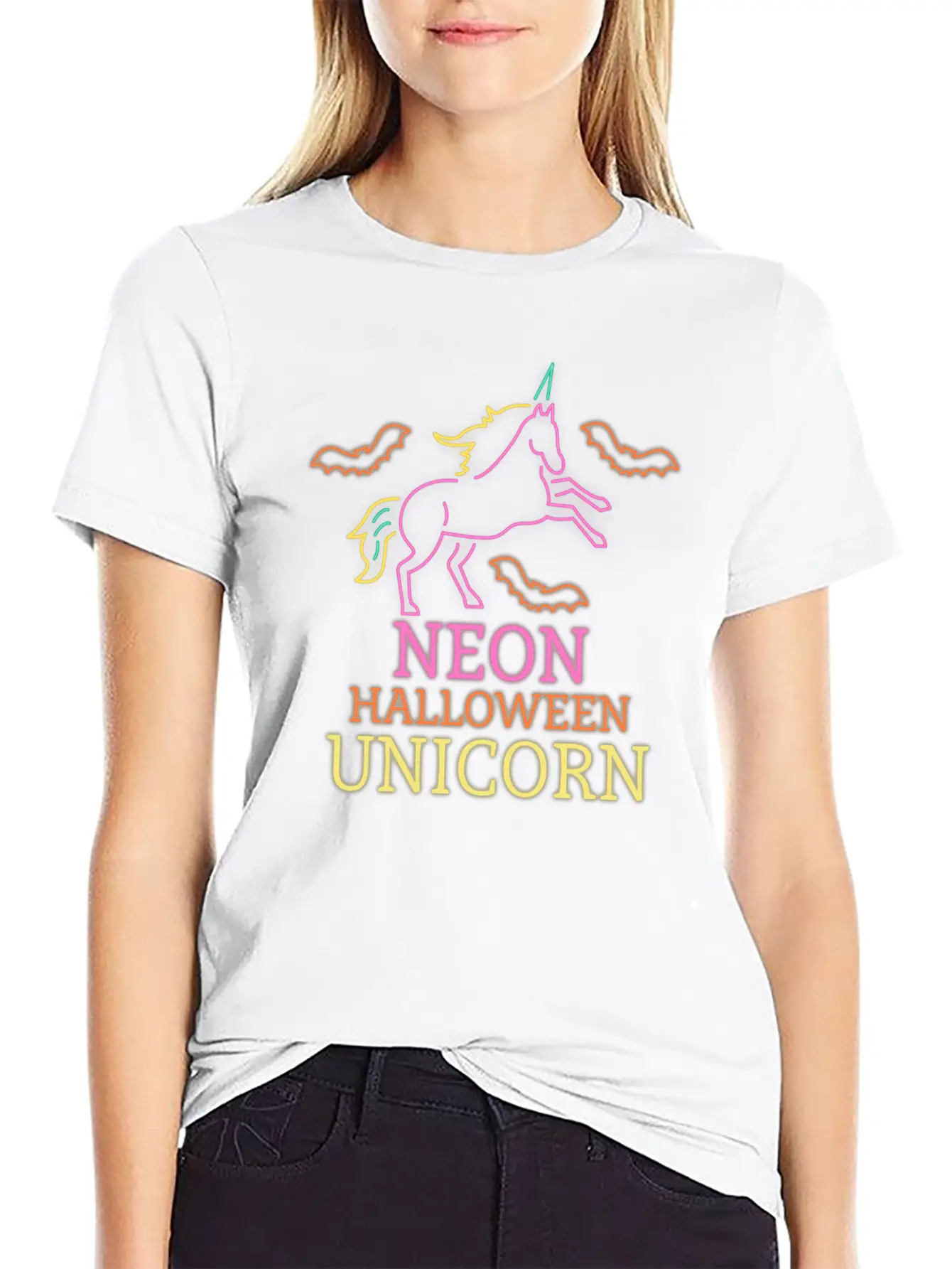 Neon Unicorn Stylish Everyday T-Shirt – Unisex Basic Cotton Tee