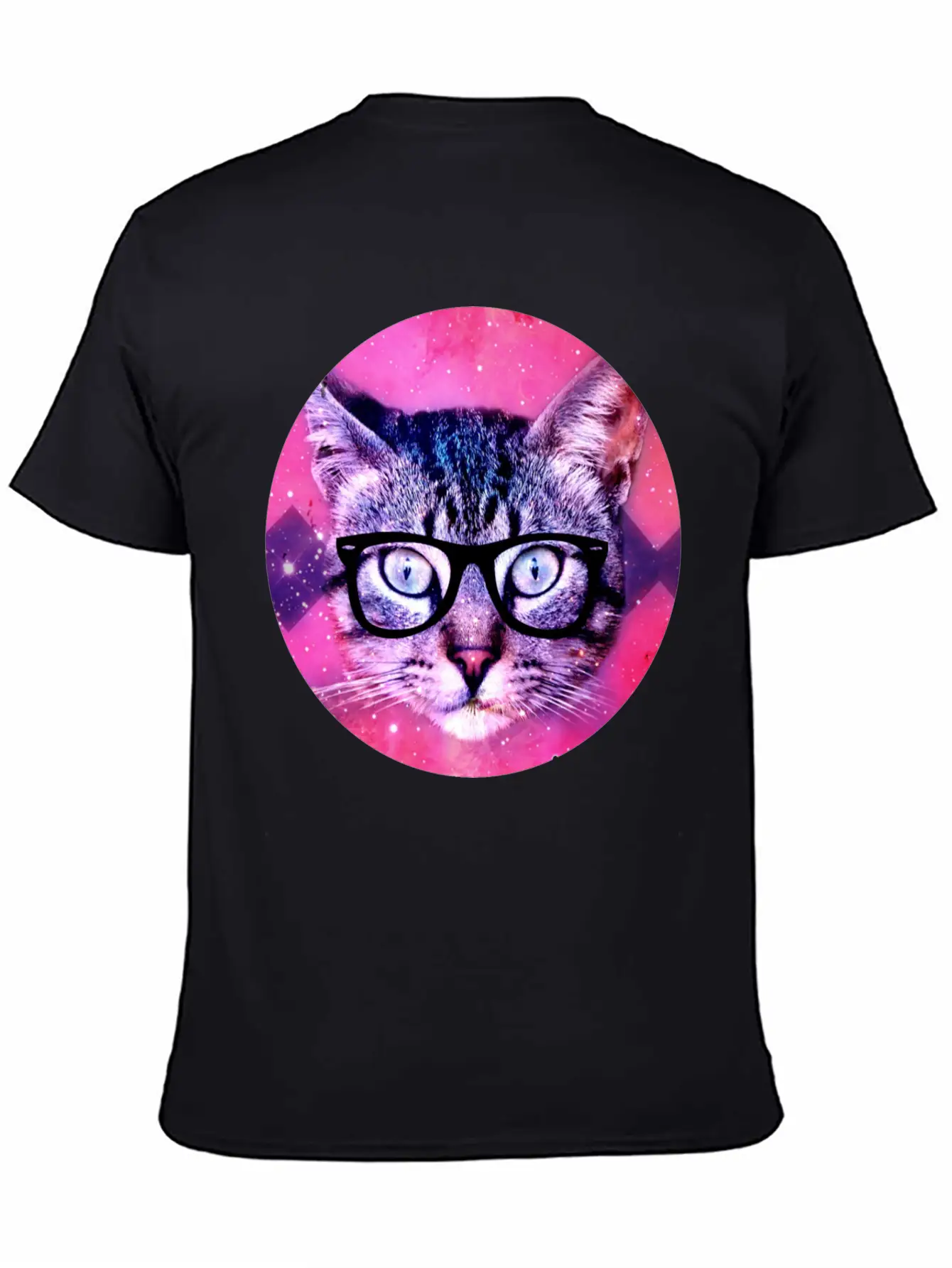 Nerd Kitty In Space Hipster Unisex Short Sleeve Soft Cotton T-Shirt – Casual Everyday Wear