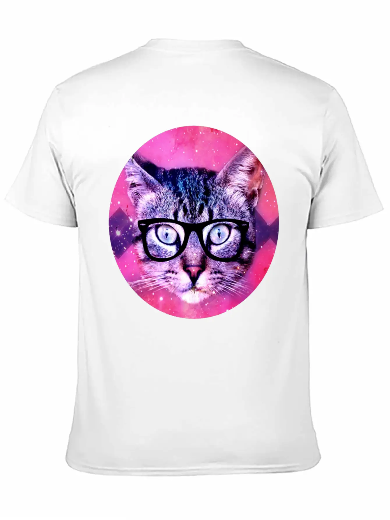 Nerd Kitty In Space Hipster Unisex Short Sleeve Soft Cotton T-Shirt – Casual Everyday Wear