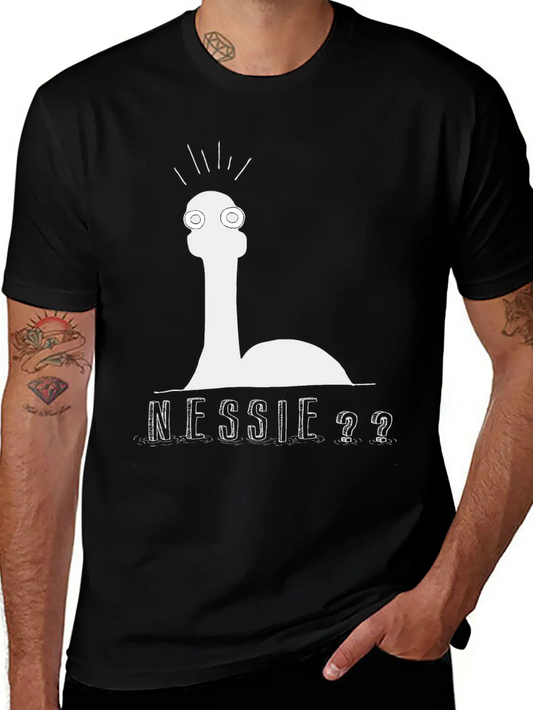 Nessie?? Minimal Loch Ness Illustration Unisex Short Sleeve Soft Cotton T-Shirt – Casual Everyday Wear