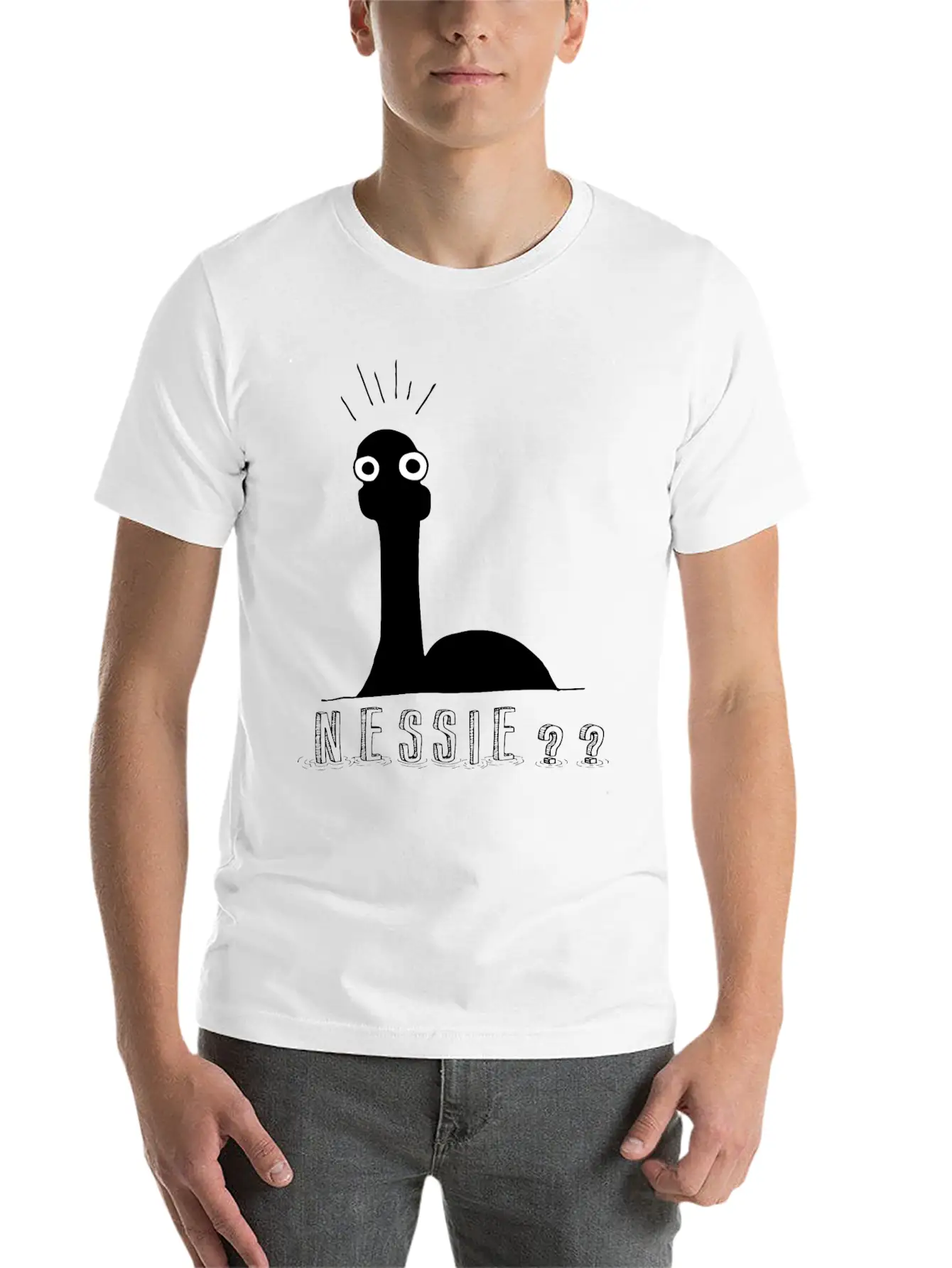 Nessie?? Minimal Loch Ness Illustration Unisex Short Sleeve Soft Cotton T-Shirt – Casual Everyday Wear