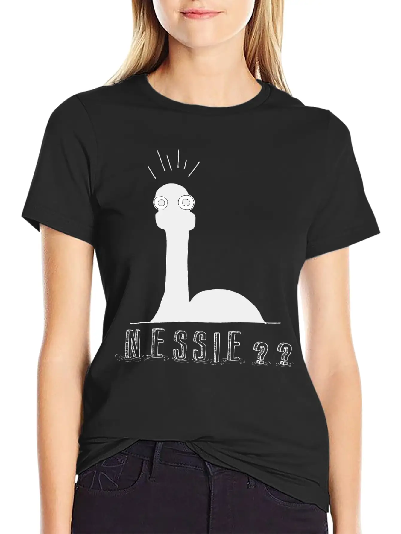 Nessie?? Minimal Loch Ness Illustration Unisex Short Sleeve Soft Cotton T-Shirt – Casual Everyday Wear