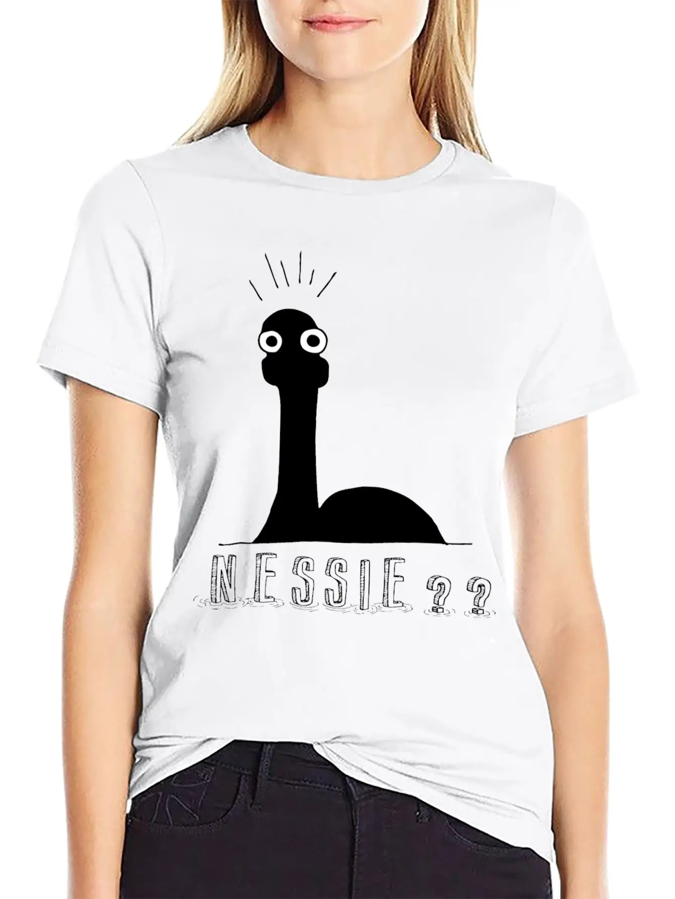 Nessie?? Minimal Loch Ness Illustration Unisex Short Sleeve Soft Cotton T-Shirt – Casual Everyday Wear