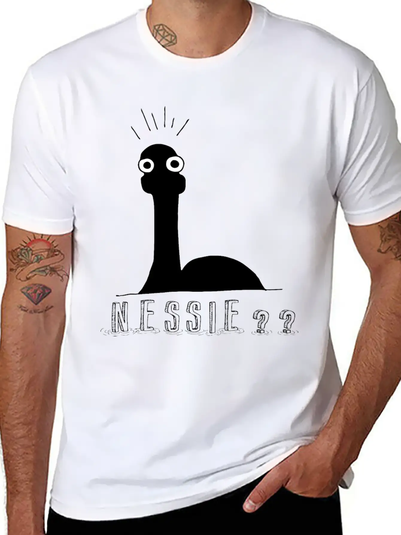Nessie?? Minimal Loch Ness Illustration Unisex Short Sleeve Soft Cotton T-Shirt – Casual Everyday Wear