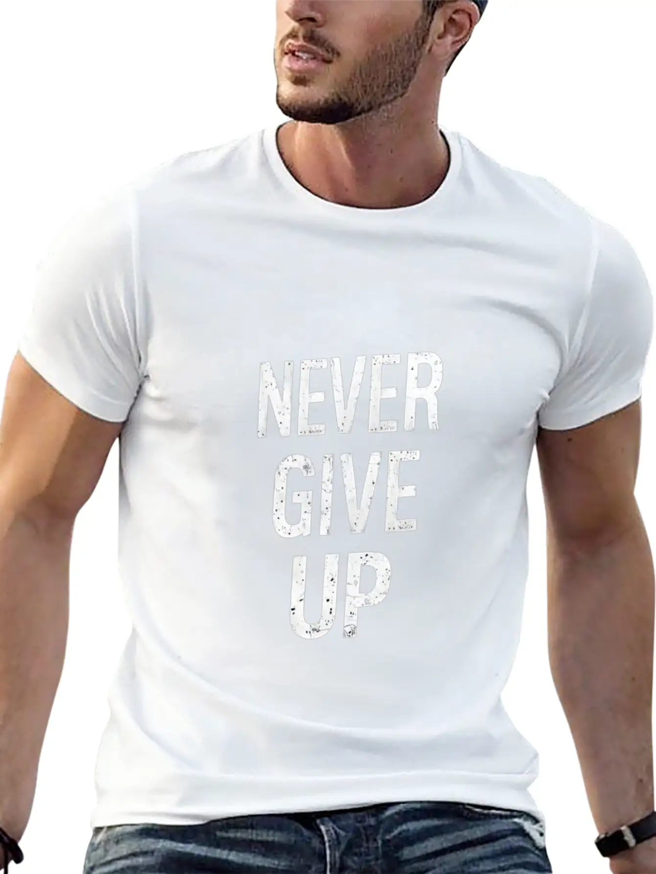 Never Give Up Basic Graphic T-Shirt – Daily Comfort In Soft Cotton