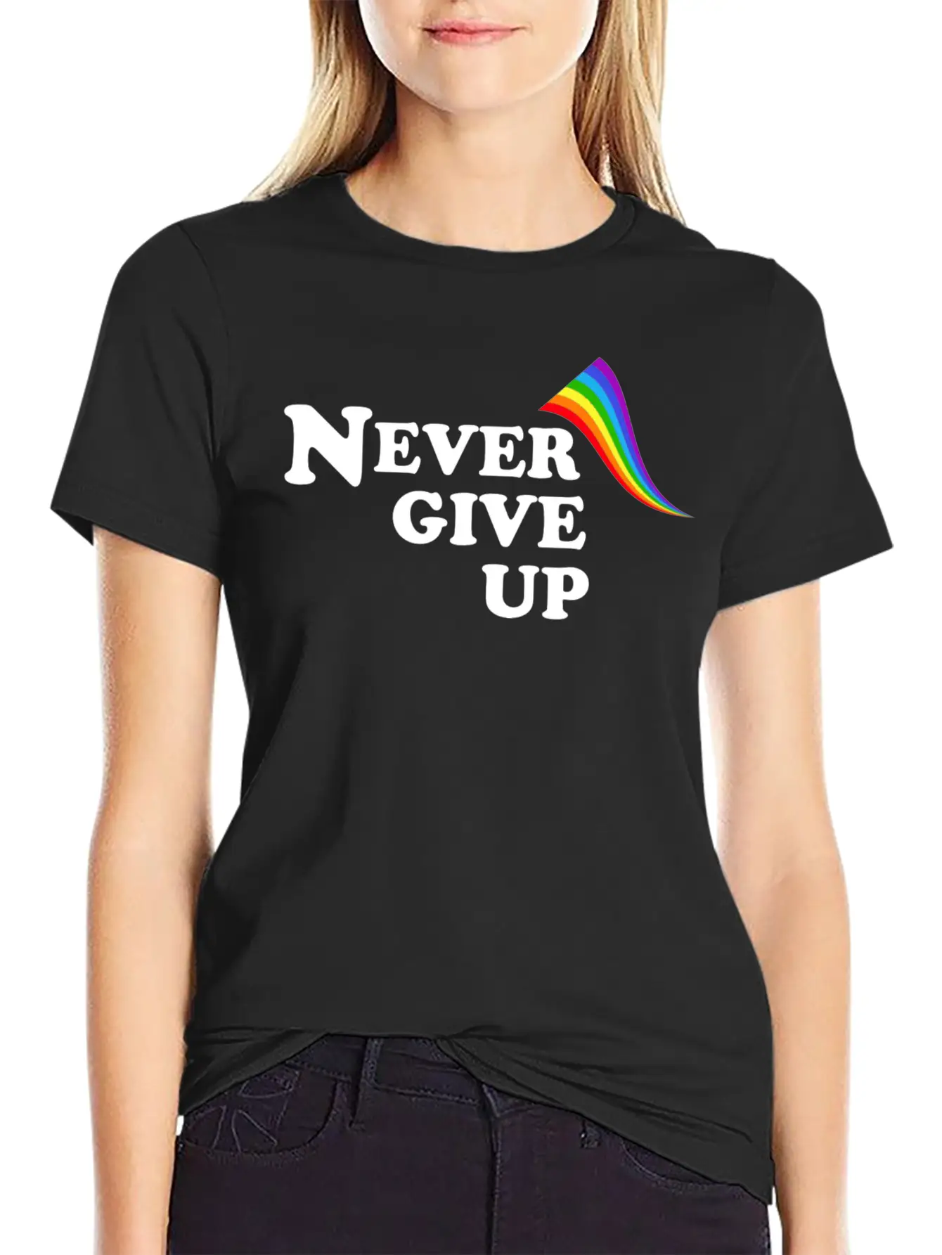 Never Give Up Essential Unisex Summer Tee – Soft Cotton Casual Fit