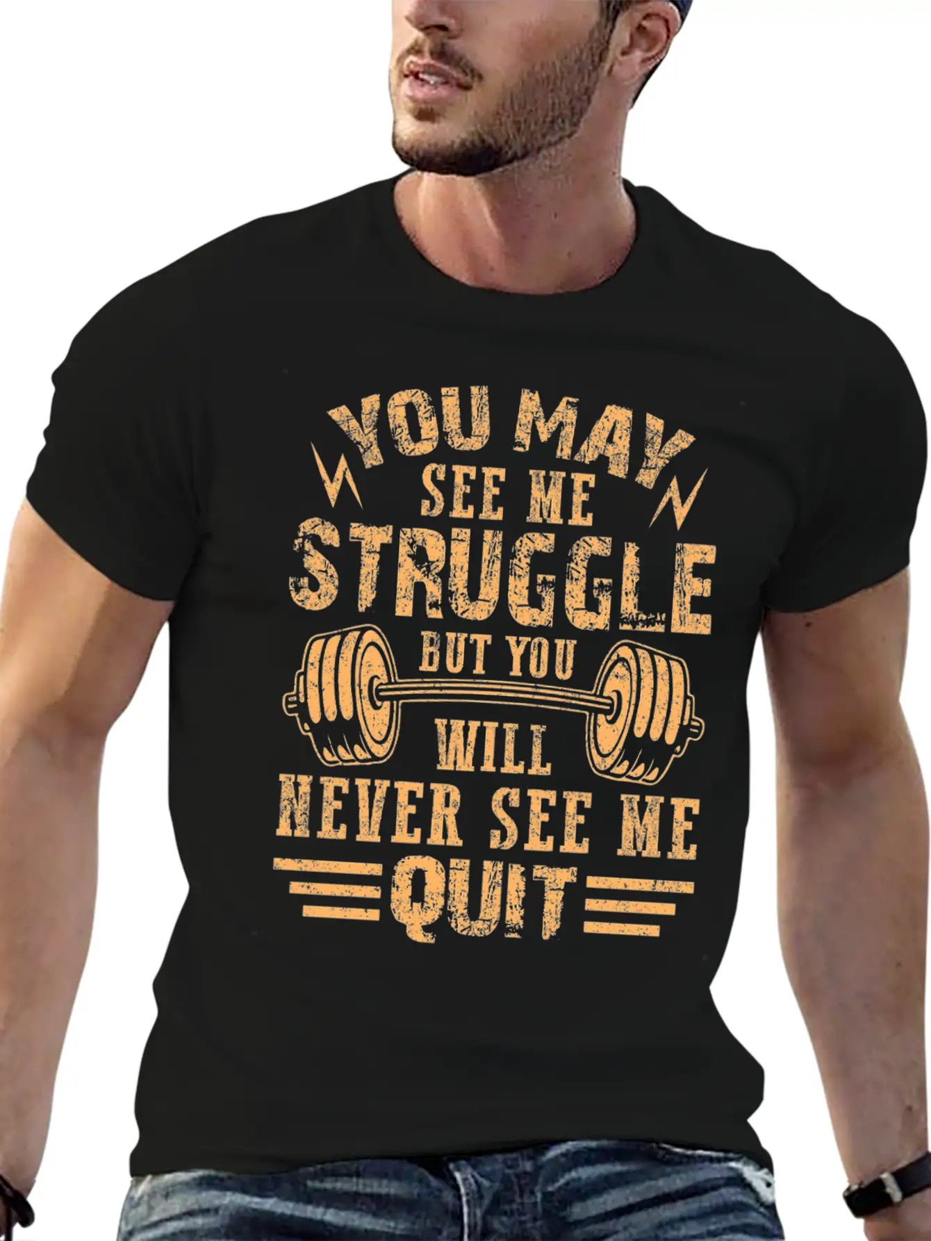 Never See Me Quit Workout Motivation Unisex Short Sleeve Soft Cotton T-Shirt – Casual Everyday Wear