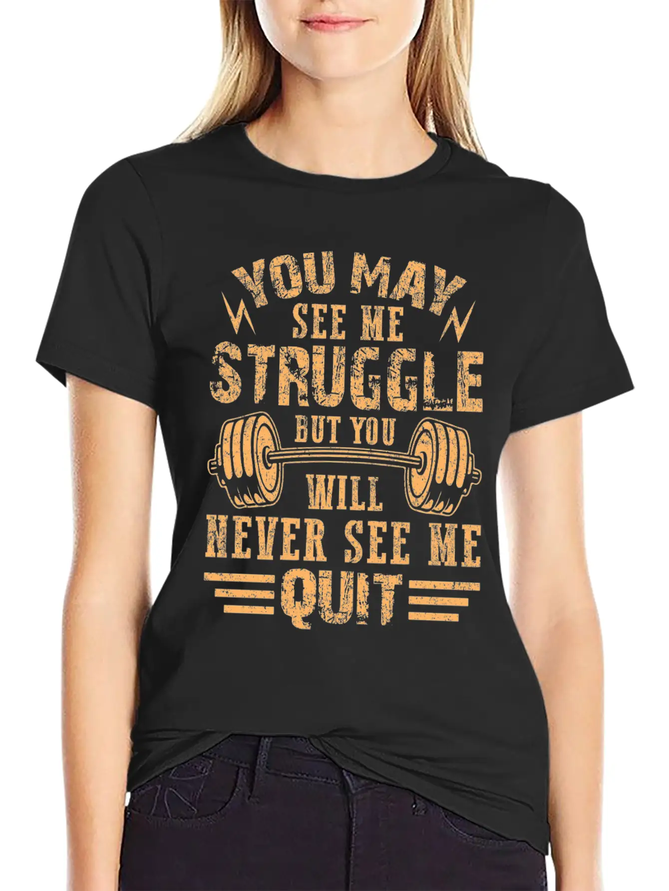 Never See Me Quit Workout Motivation Unisex Short Sleeve Soft Cotton T-Shirt – Casual Everyday Wear
