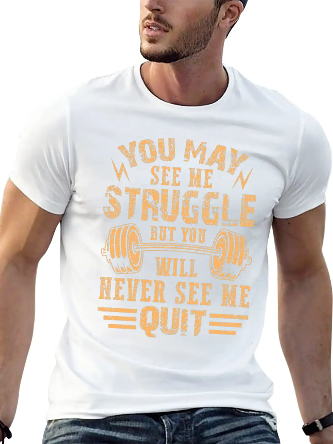 Never See Me Quit Workout Motivation Unisex Short Sleeve Soft Cotton T-Shirt – Casual Everyday Wear