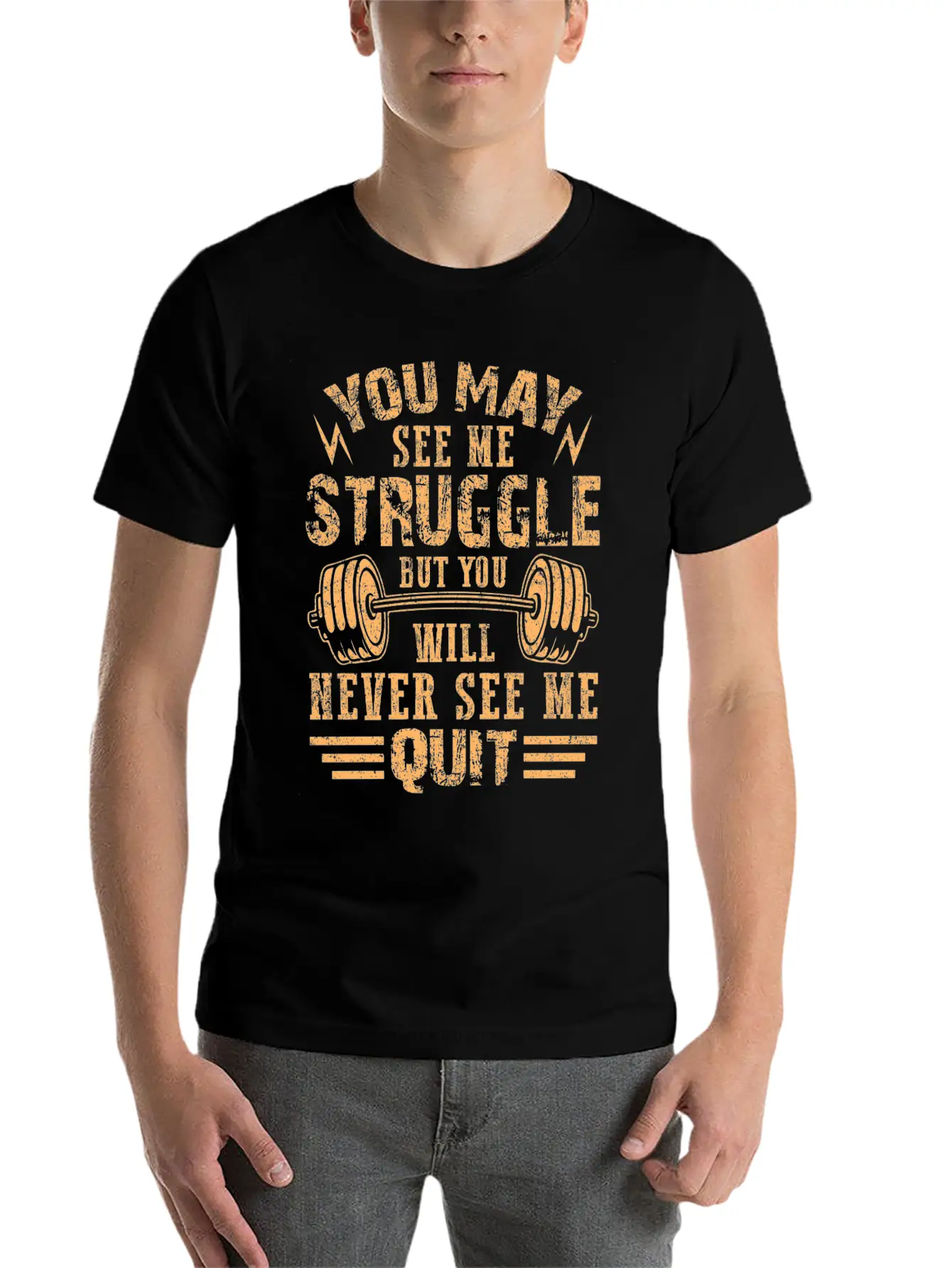 Never See Me Quit Workout Motivation Unisex Short Sleeve Soft Cotton T-Shirt – Casual Everyday Wear