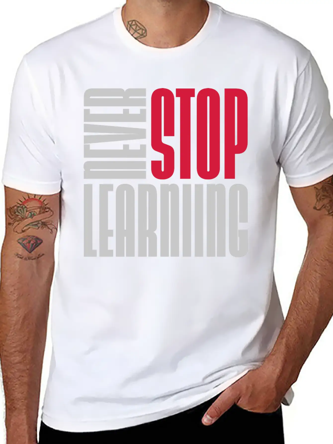 Never Stop Learning Quote Timeless Short Sleeve Tee – Comfy And Minimalist Design