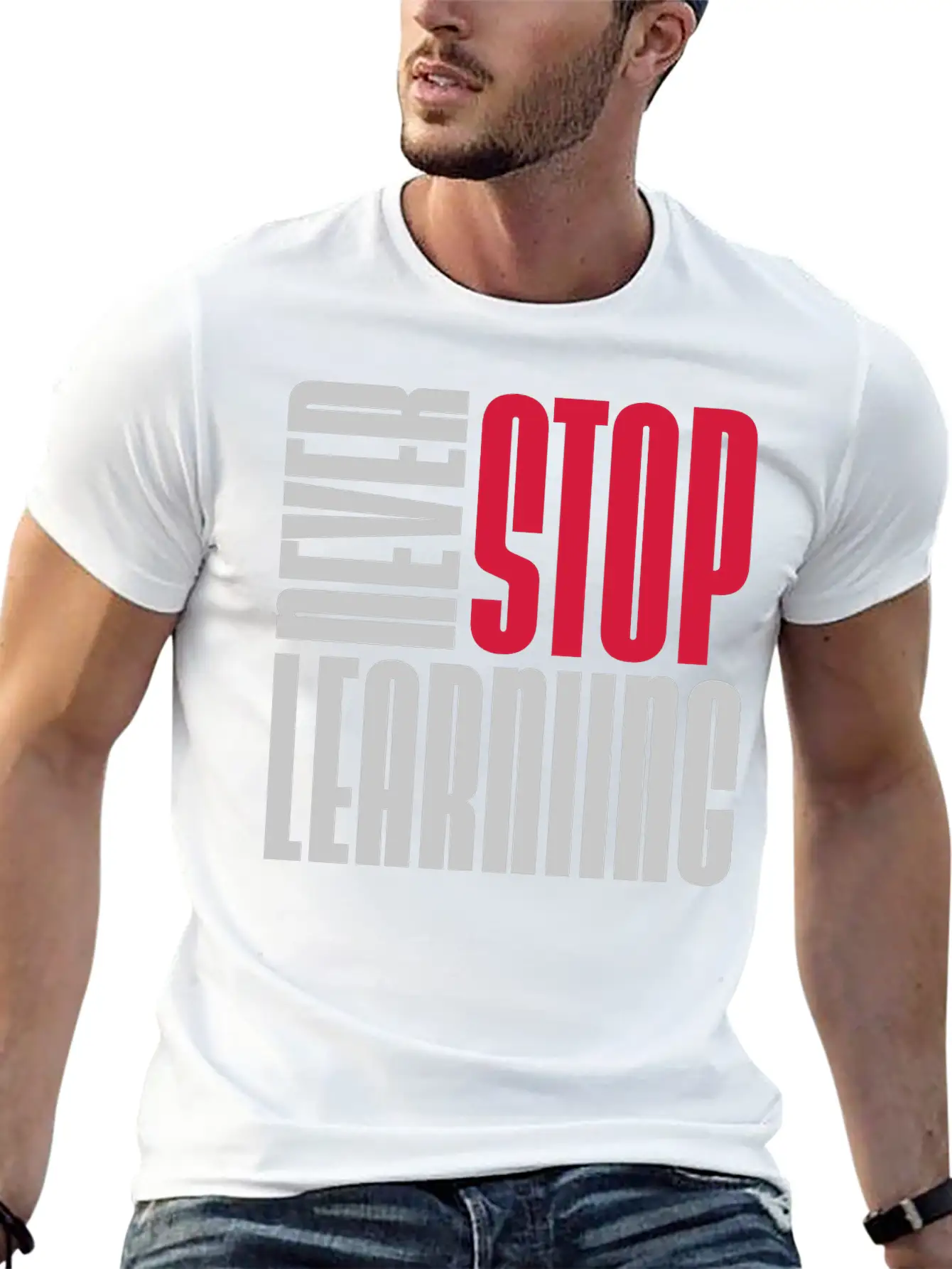 Never Stop Learning Quote Timeless Short Sleeve Tee – Comfy And Minimalist Design