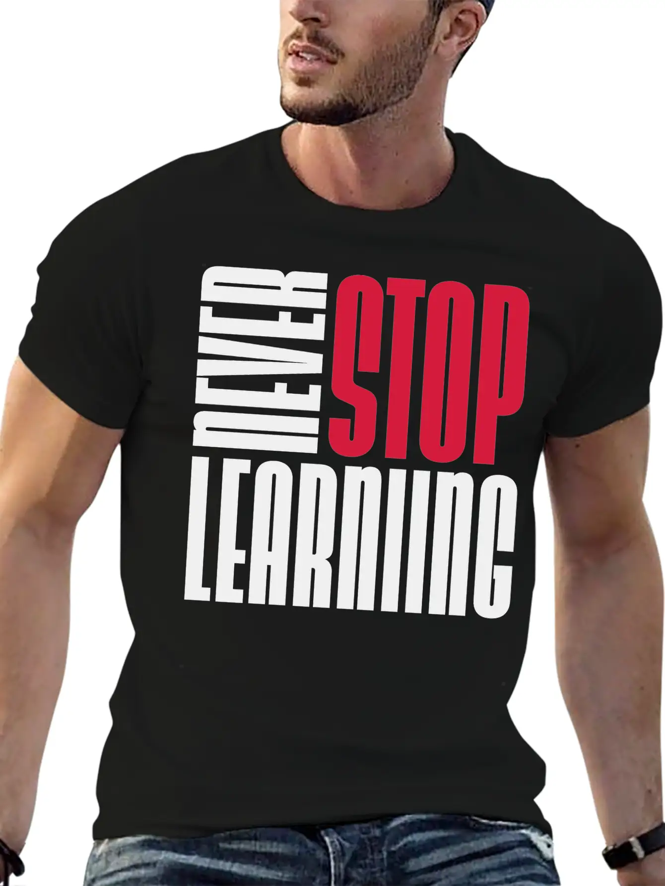 Never Stop Learning Quote Timeless Short Sleeve Tee – Comfy And Minimalist Design