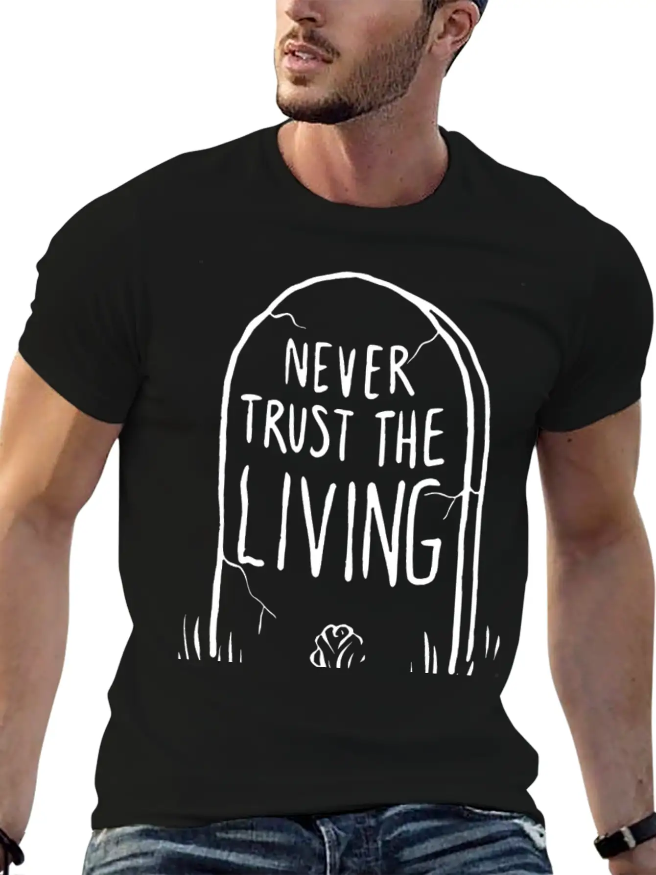 Never Trust The Living Comfortable Minimalist Graphic Tee – Summer Style Essential