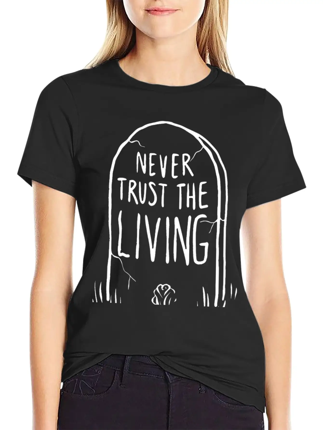 Never Trust The Living Comfortable Minimalist Graphic Tee – Summer Style Essential