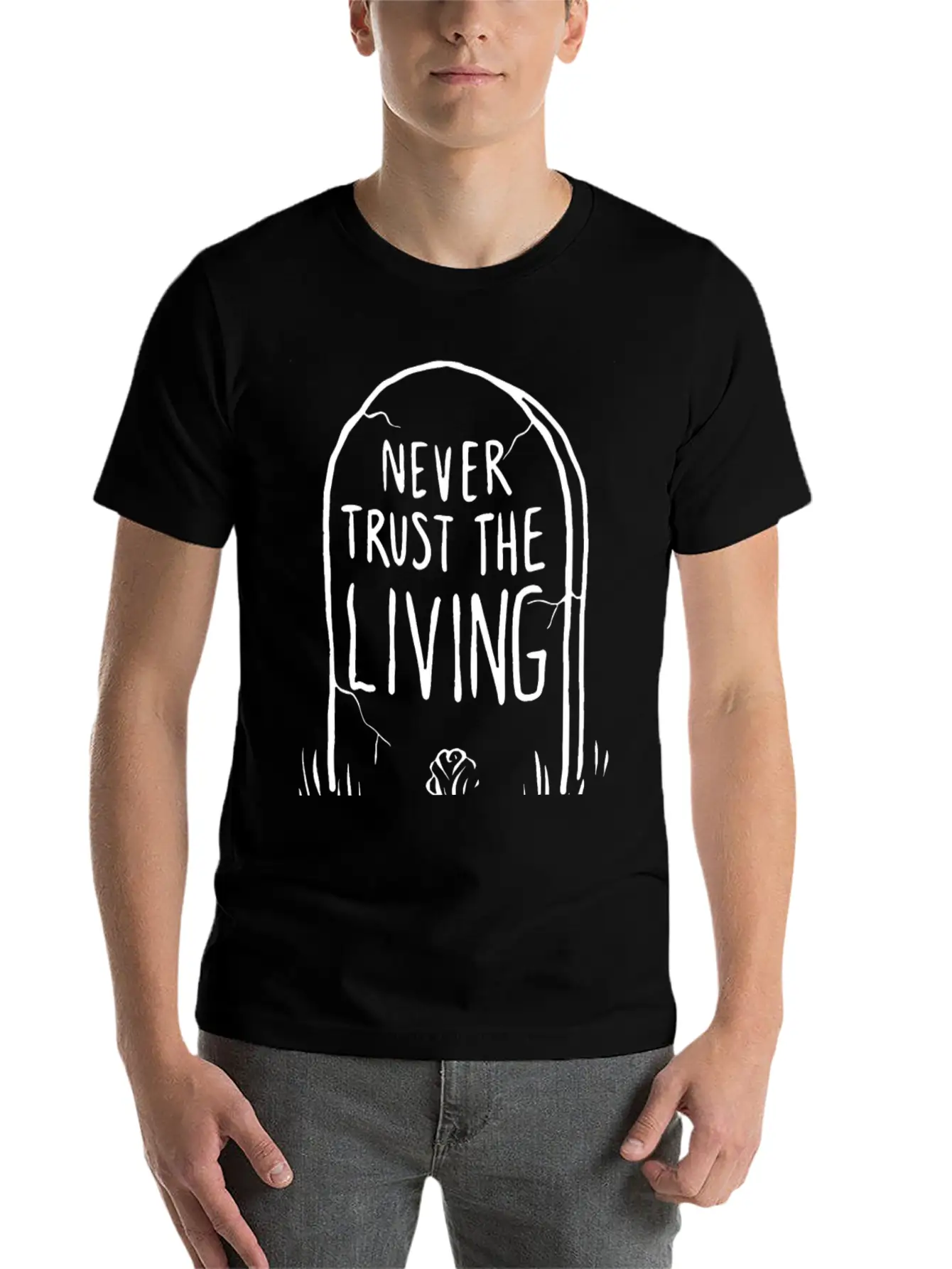 Never Trust The Living Comfortable Minimalist Graphic Tee – Summer Style Essential
