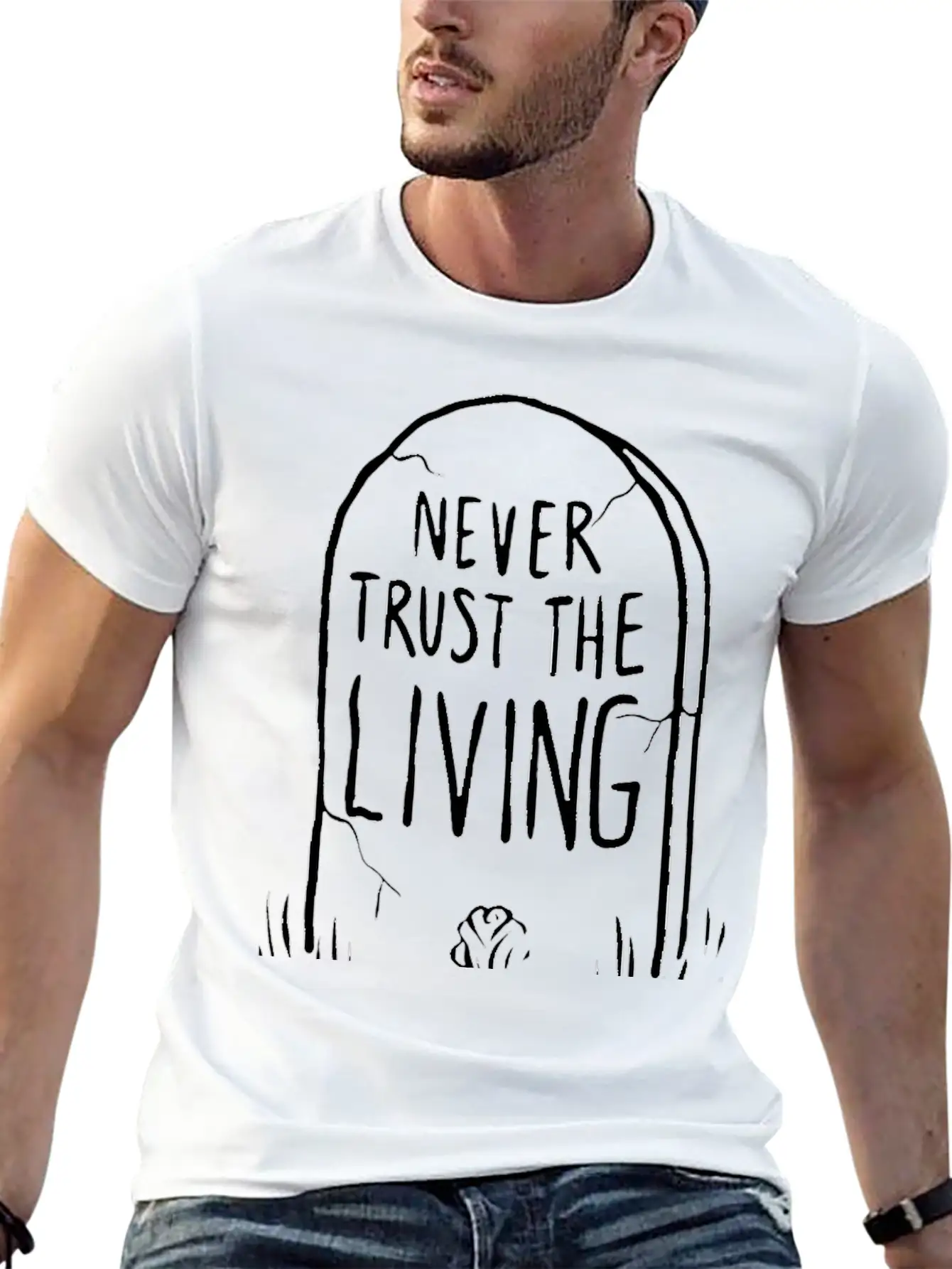 Never Trust The Living Comfortable Minimalist Graphic Tee – Summer Style Essential